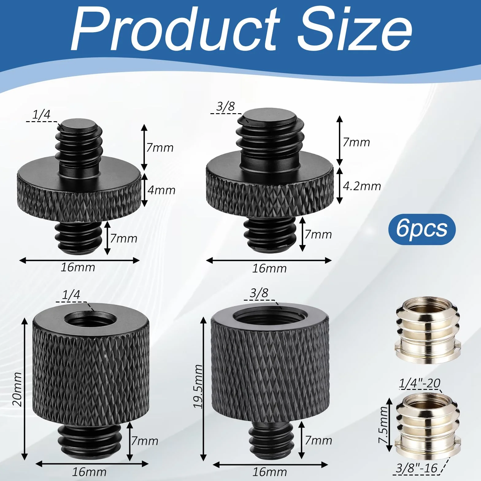 Adapter śrubowy 1/4 na 3/8 cala do statywu, gwintowany ze stopu aluminium