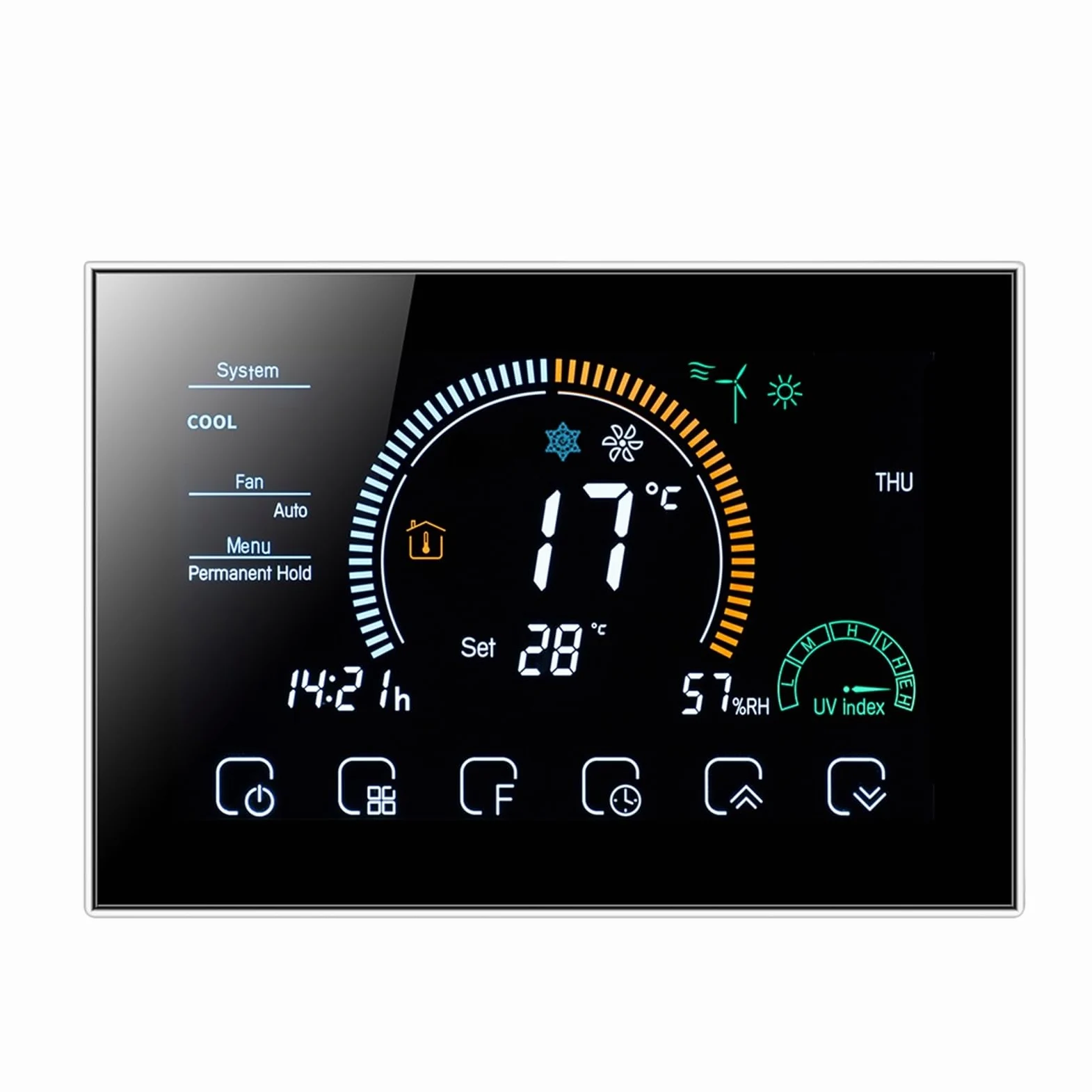 Inteligentny termostat, Inteligentny duży kolorowy ekran TUYA Wi-Fi, programowalny termostat pokojowy do przełącznika ogrzewania Cooler Bridge Voice,dla domu(Nero,4P NO WIFI)