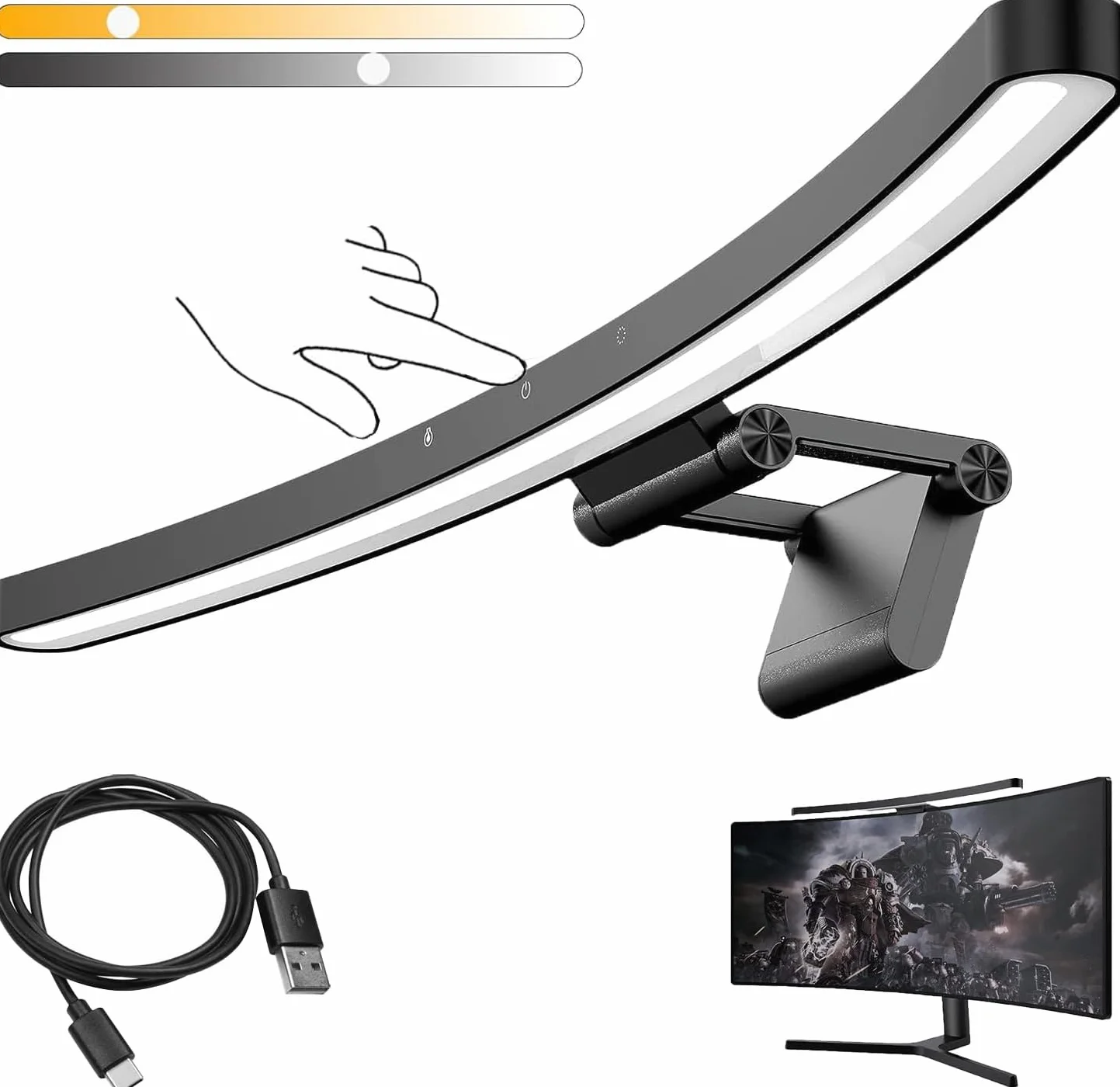 Light Bar Touch Control 55 cm lampa ekranowa USB z regulacją odcienia i bezstopniowym ściemniaczem