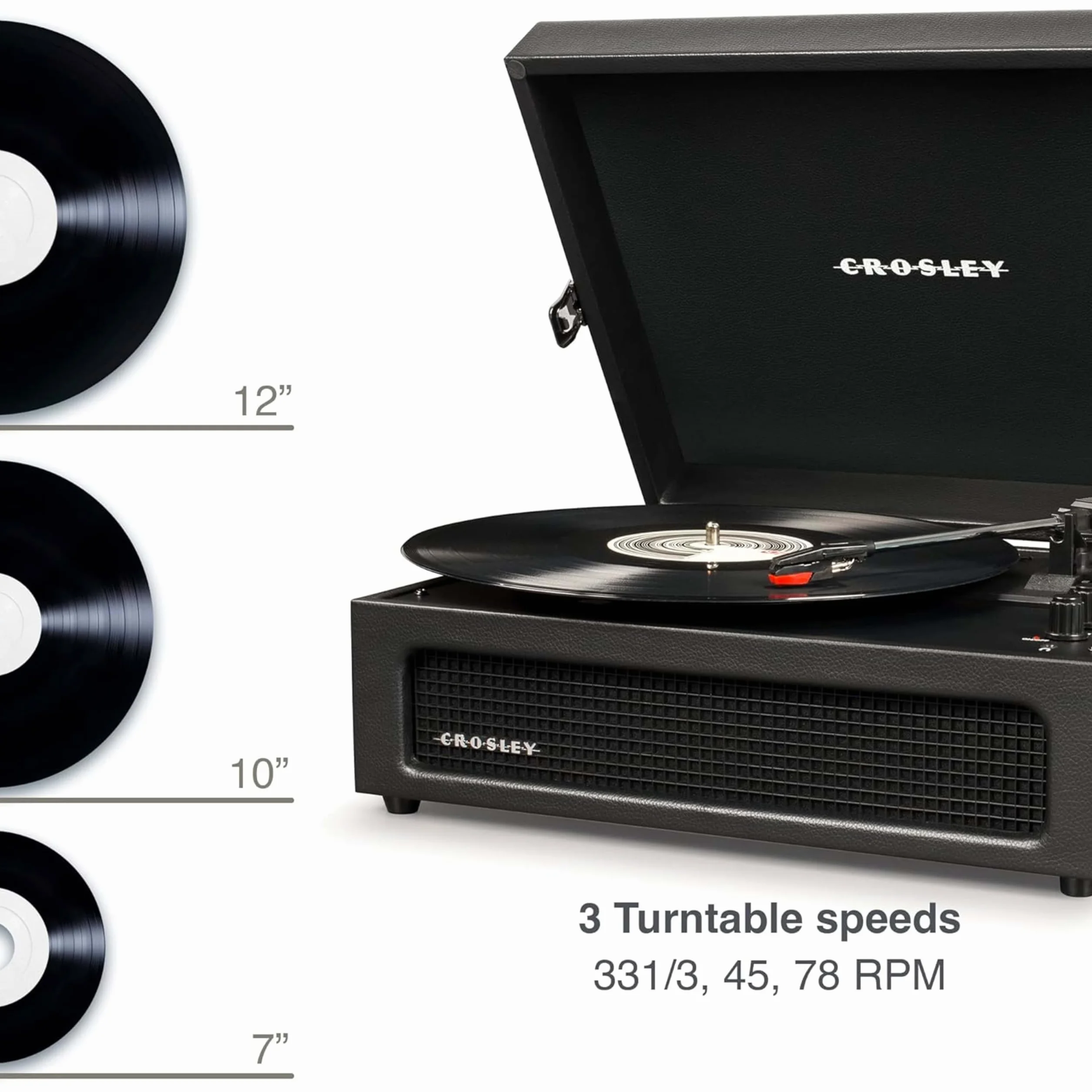 Crosley CR8017B-BK4 Voyager bluetooth platenspeler - Zwart,Eén maat