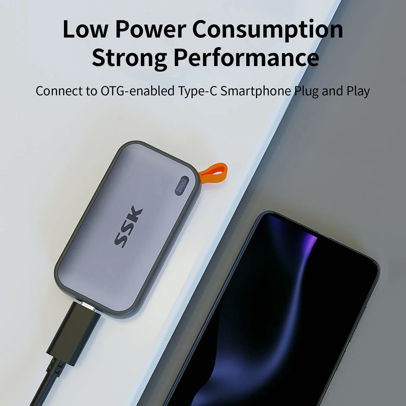 SSK Zewnętrzny dysk SSD 250 GB NVMe USB 3.2 Gen 2 Typ C 1050 MB/s
