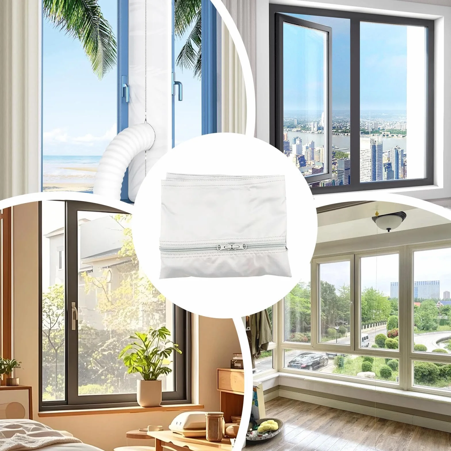 Przenośny zestaw okien AC - Mobile Air Conditioning Casement Window Seal Kit, No Drill Exhaust Wentyation Attachment for Portable AC, Travel Dormitory Living Room Apartment Cooling Accessory