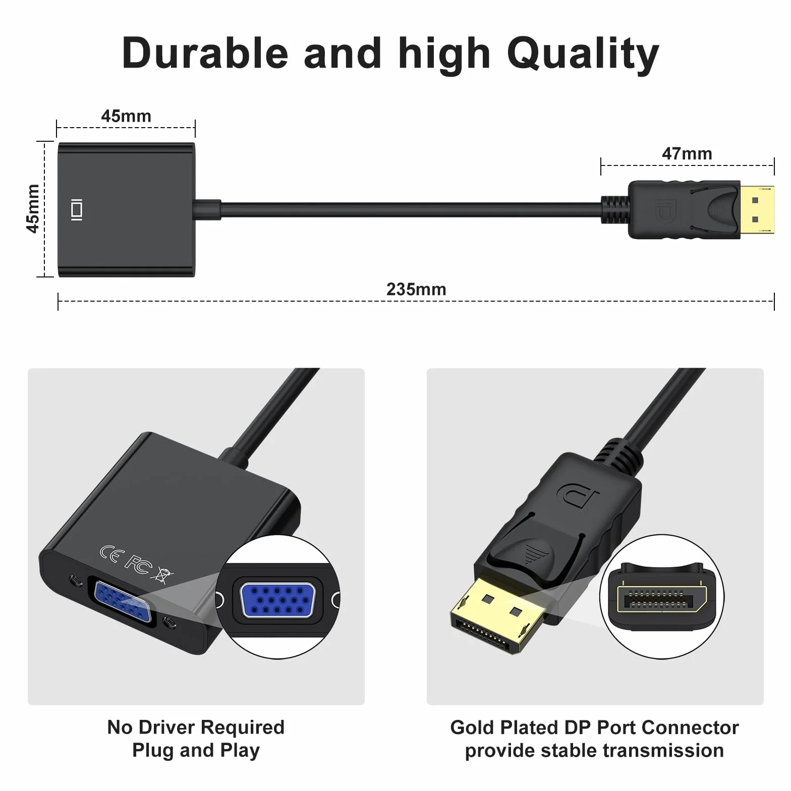AK Wyświetlacz DP na VGA konwerter adapter wtyczka na gniazdo