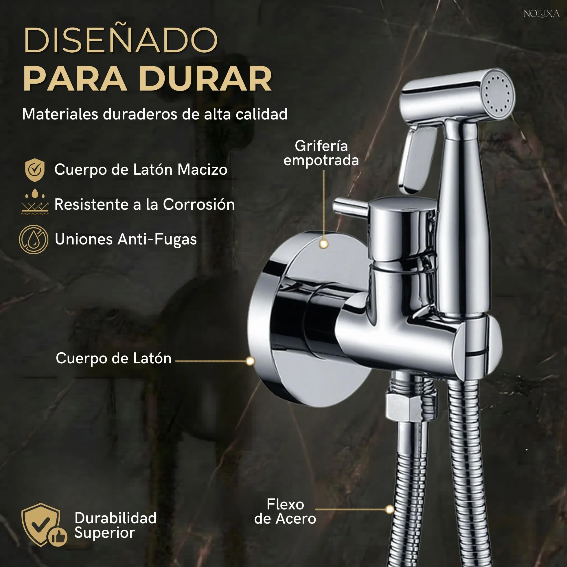 IMEX Bidet bateria do zabudowy do toalety, prysznic bidet, zimna i gorąca woda, higieniczna głowica prysznicowa do toalety bidet, spryskiwacz bidet, zamiennik bidetu, seria monachijska, kolor chrom