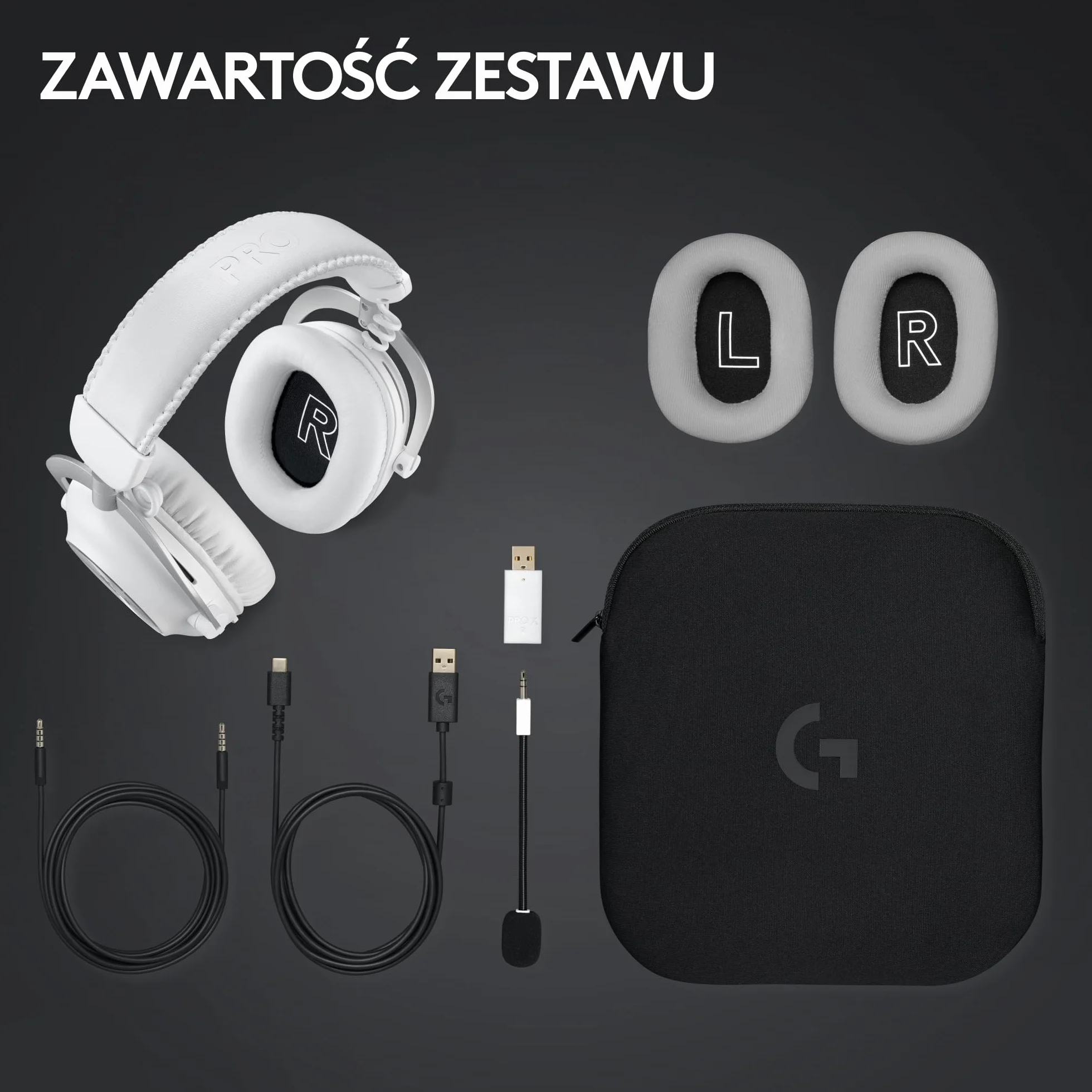 Logitech G PRO X 2 LIGHTSPEED Bezprzewodowe Słuchawki Grafenowe 50 mm DTS:X 2.0–7.1 Surround Bluetooth USB Aux 3,5 mm PC PS5 PS4 Nintendo Switch Biały