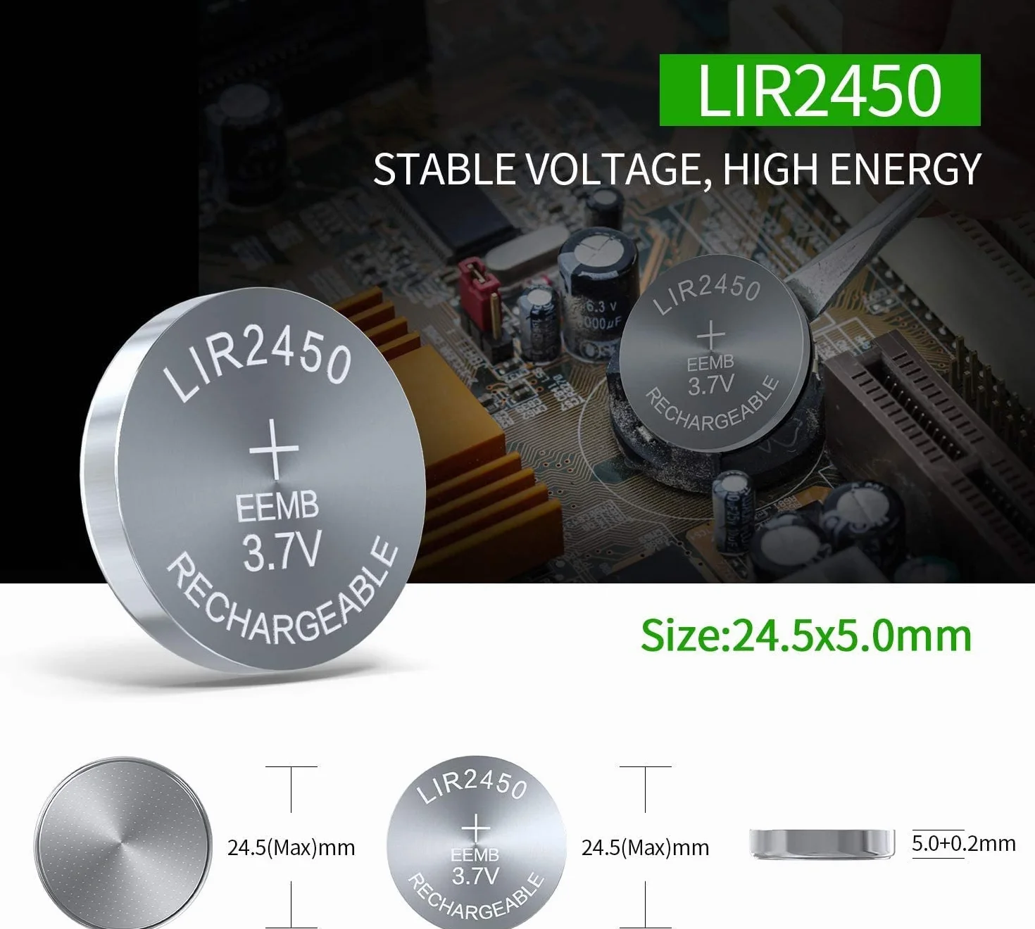 Akumulator LIR2450 Ładowarka akumulatorów litowo-jonowych 2450 z baterią pastylkową litowo-jonową 3,7 V 120 mAh (ładowarka 4 W 1 (zestaw 1))