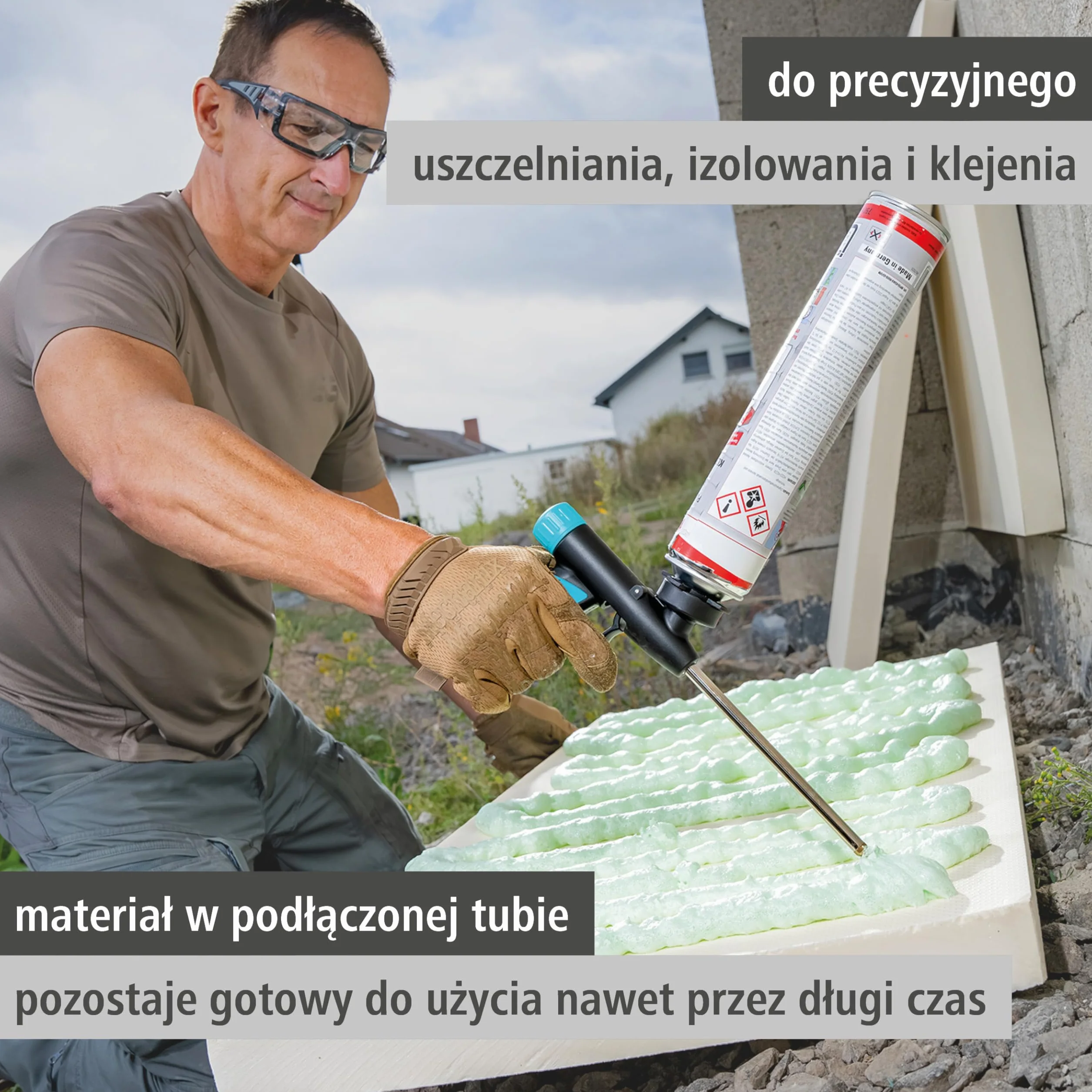 wolfcraft Pistolet do aplikatora pianki I 4342000 I do dokładnego uszczelnienia, izolacji i klejenia