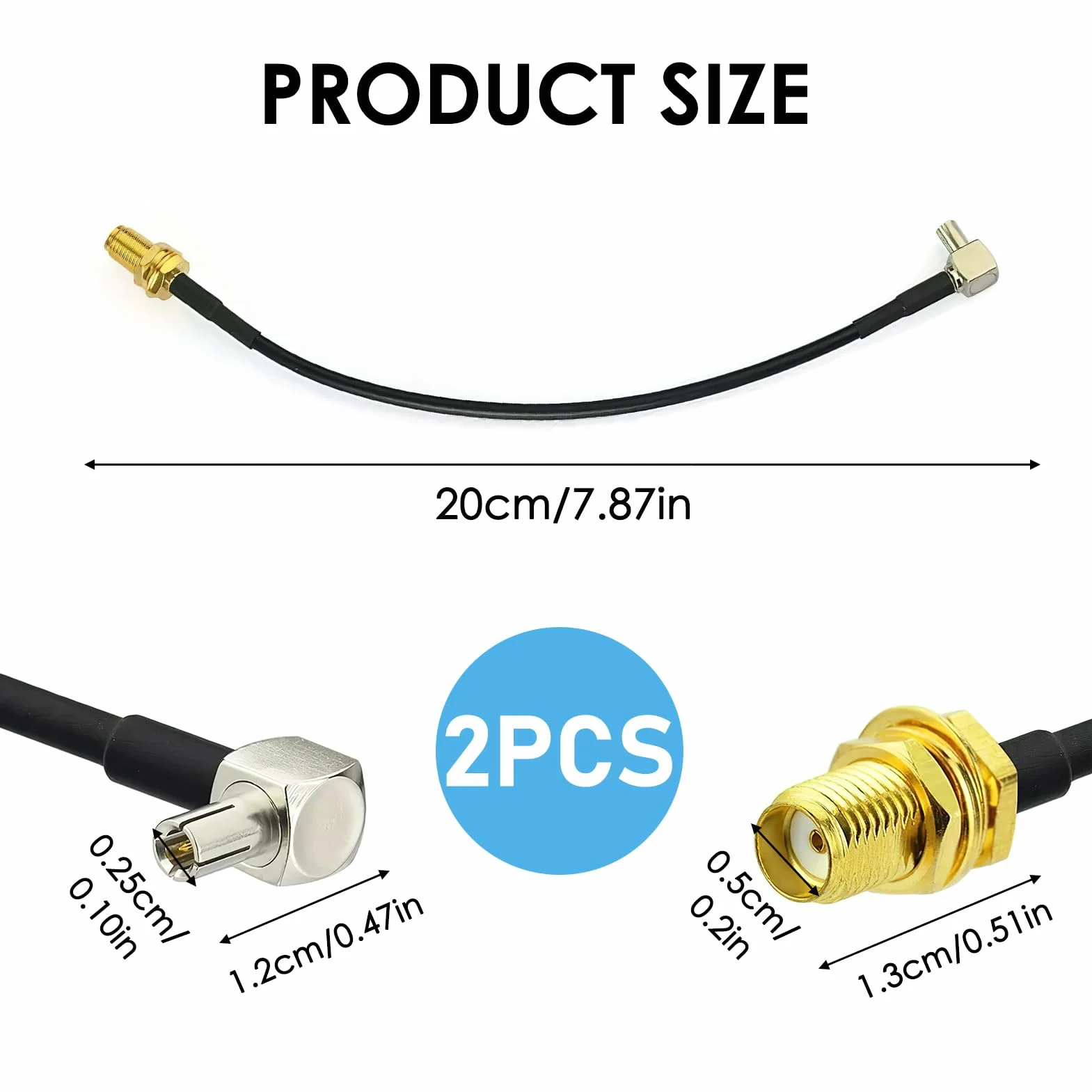 SMA do TS9 RG174 Kabel Kątowy z Adapterem Przedłużacz 20 cm dla Huawei 2G 3G 4G LTE Antena UMTS