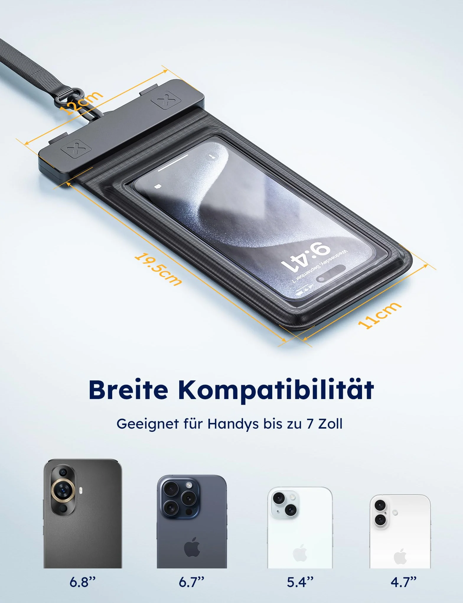 Etui na telefon komórkowy wodoodporne IPX8 2 sztuki do iPhone 15 14 13 12 11 Pro Max Plus Samsung Xiaomi 7 cali