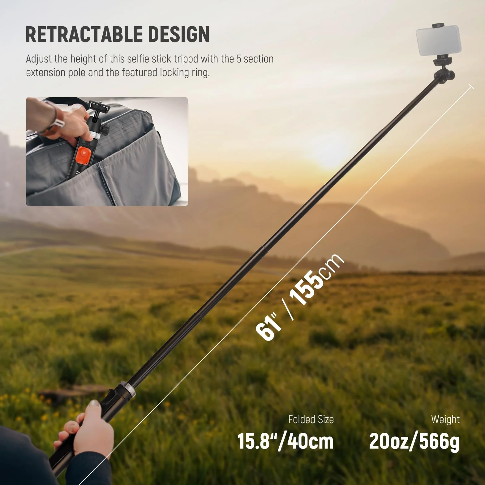 NEEWER Statyw do telefonu i aparatu z pilotem, 159,8 cm, metalowy kij do selfie, przenośny statyw do Canon Sony DLSR GoPro