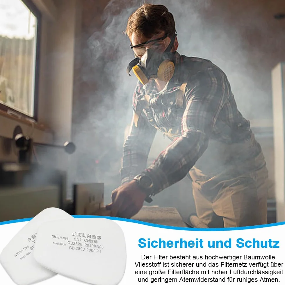 80 filtrów bawełnianych, 5N11CN, filtr wkładany, zestaw filtrów do maski oddechowej, filtr przeciwko oparom organicznym, zestaw filtrów do 6200, 6502, 6800, 7502