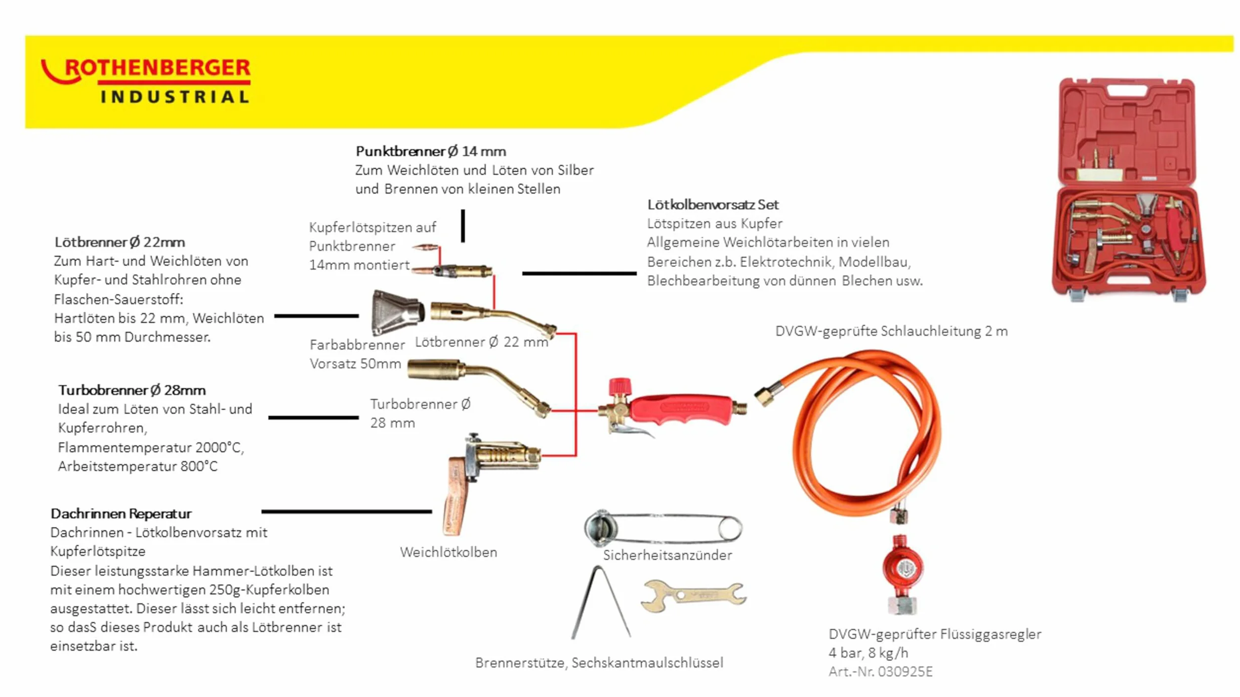 ROTHENBERGER Industrial Turbo Zestaw Lutowniczy 16-Częściowy 30900