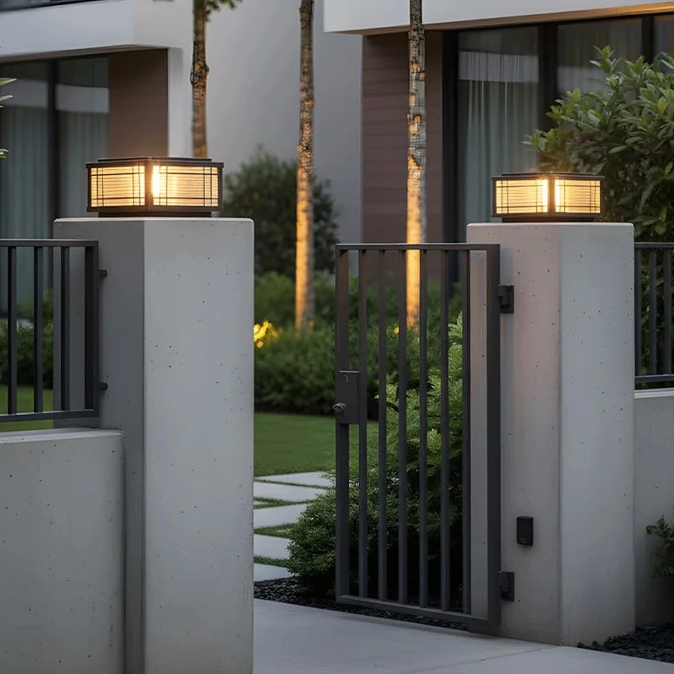 Solarne lampy słupkowe zewnętrzne wodoodporne LED patio brama kolumna kolumna lampa czarna płot pokładowy czapka latarnia podjazd słupki ogrodowe krajobraz molo oświetlenie