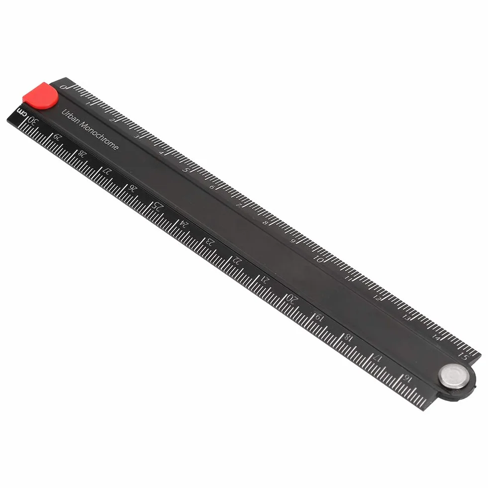 Metalowa składana linijka 30 cm, składana aluminiowa linijka kątowa 90°, 0-300 mm, czarna, do produkcji szkła maszynowego, artykułów piśmienniczych