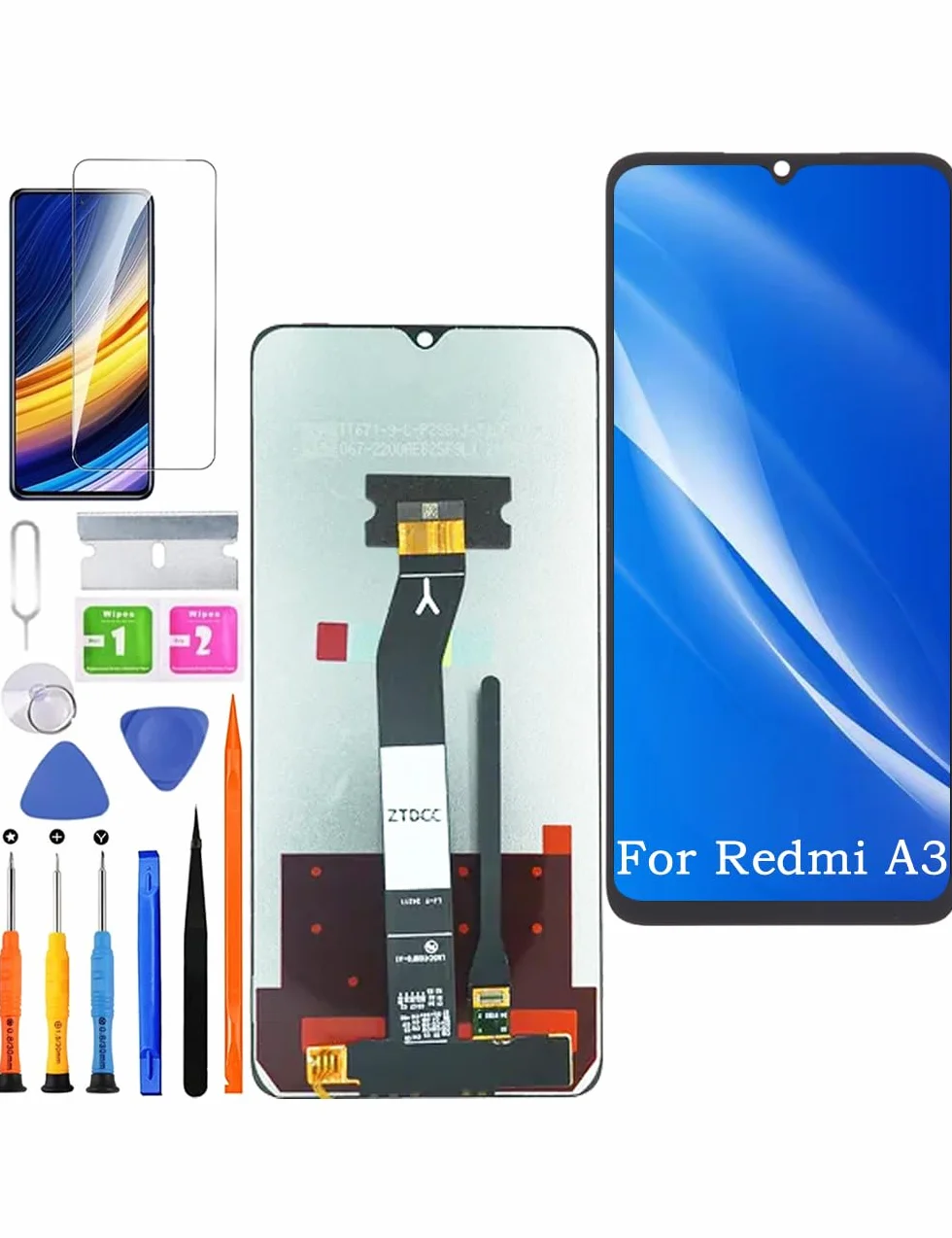 Zamiennik oryginalnego wyświetlacza do Xiaomi Redmi A3 LCD, 23129RN51X, ekran dotykowy digitizer, zestaw części naprawczych