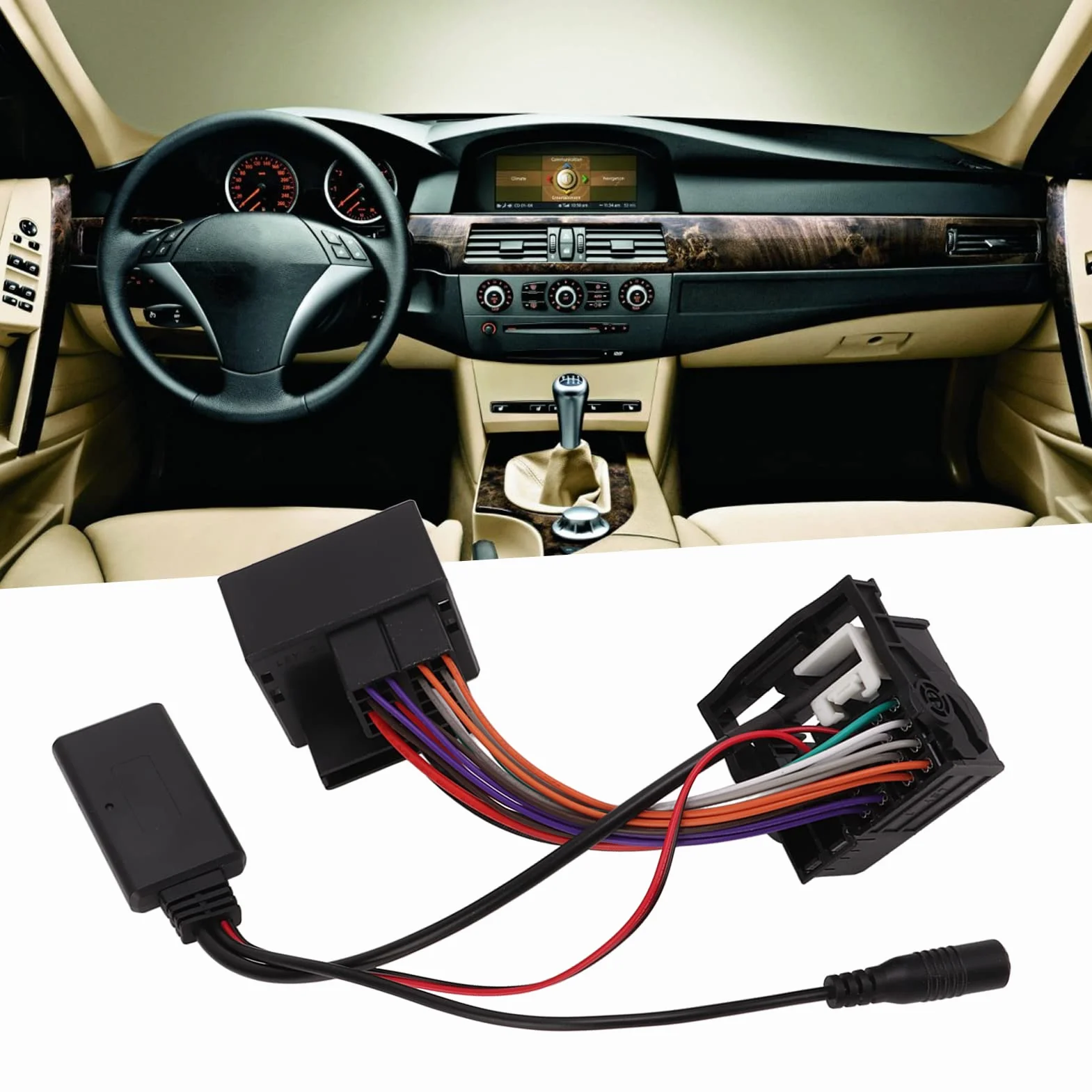 Bluetooth 5.0 Bezprzewodowa Wiązka Audio 12-pinowy Kabel AUX do E60 E63 E64 E66 E81 E82 E70 E90