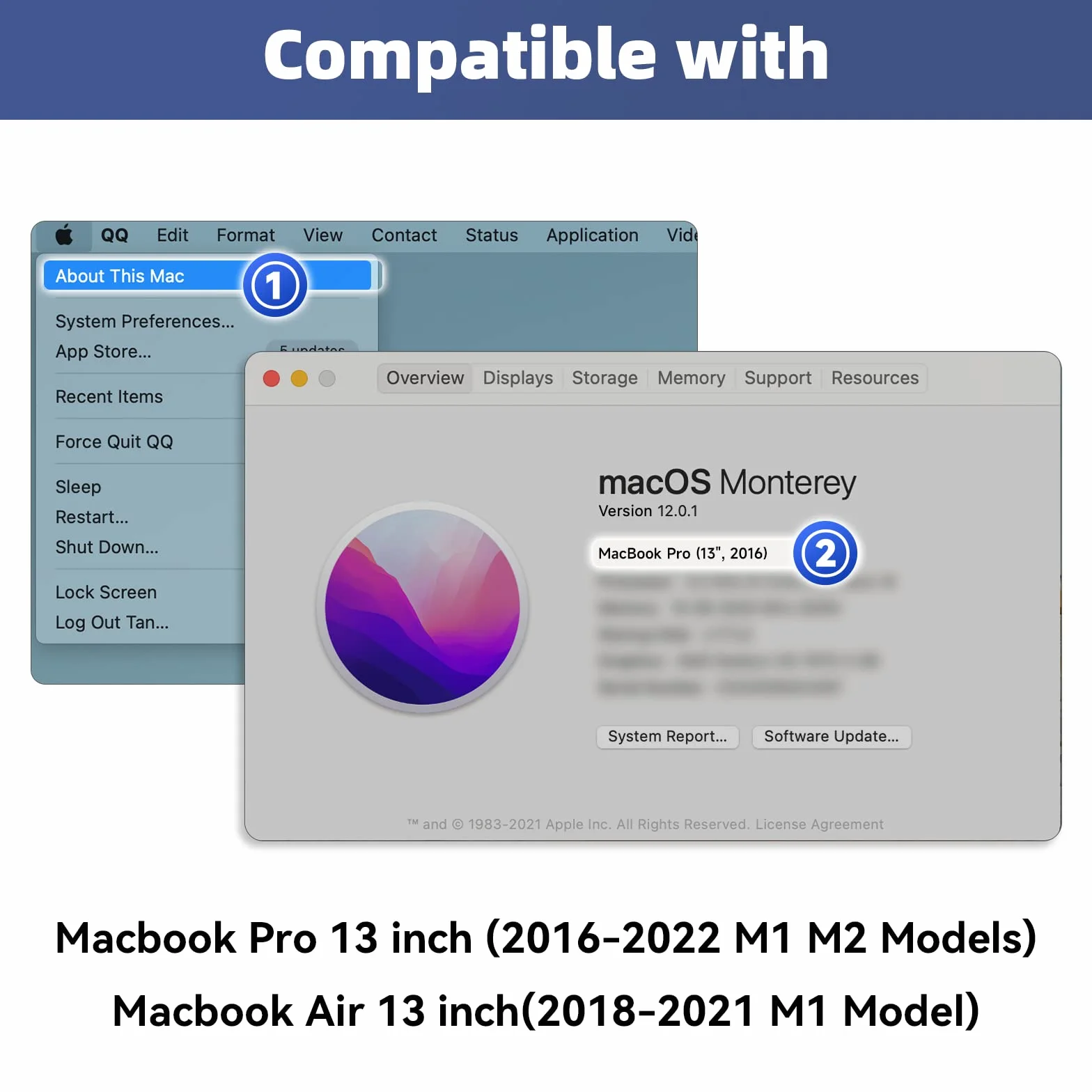 Magnetyczny filtr prywatności 13,3" do Apple MacBook Pro 13" (2016-2022, M1, M2) i MacBook Air 13 (2018-2021, M1), niebieski antyglare