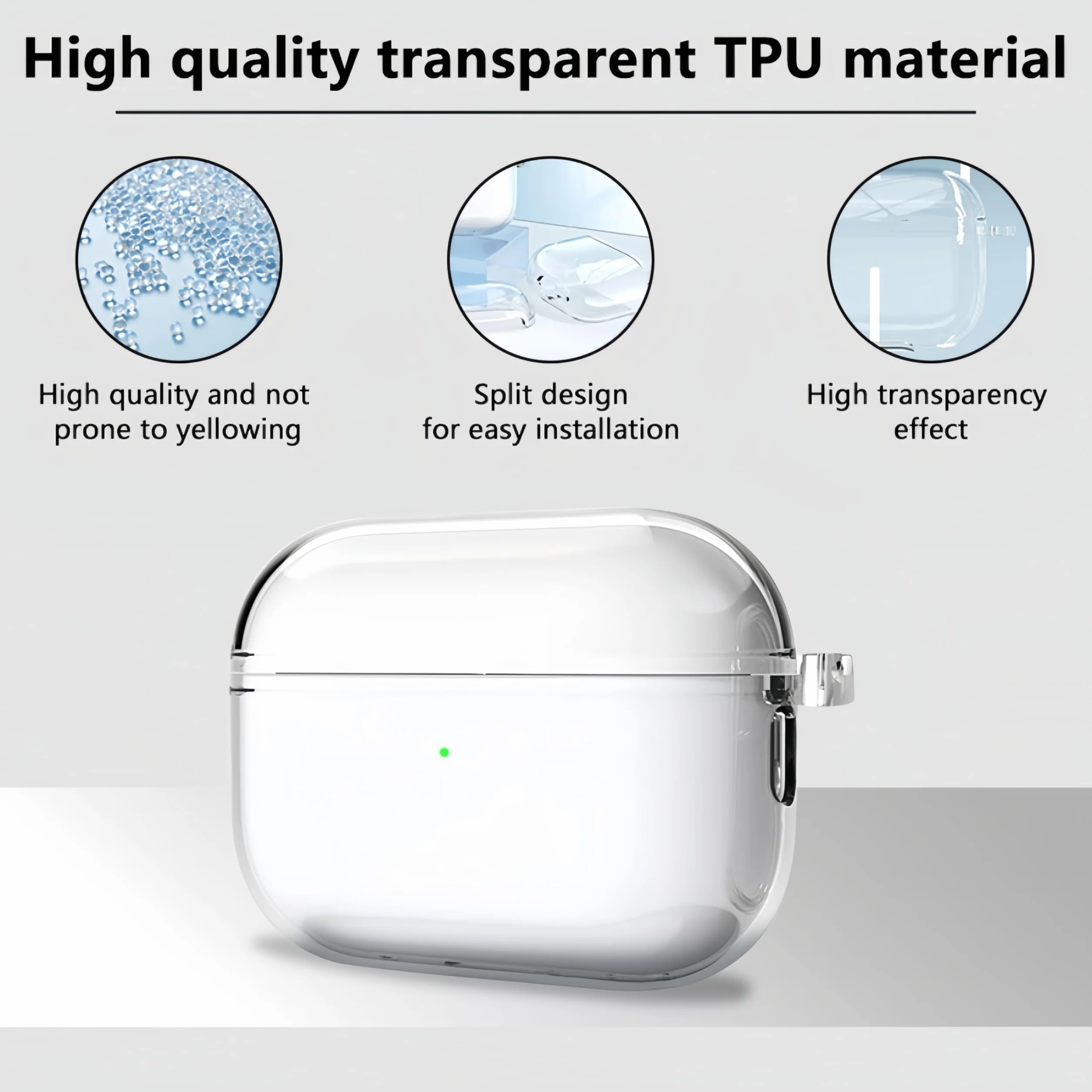 Etui Kompatybilne z AirPods Pro 3, Przezroczysta Twarda Obudowa TPU Odporna na Wstrząs
