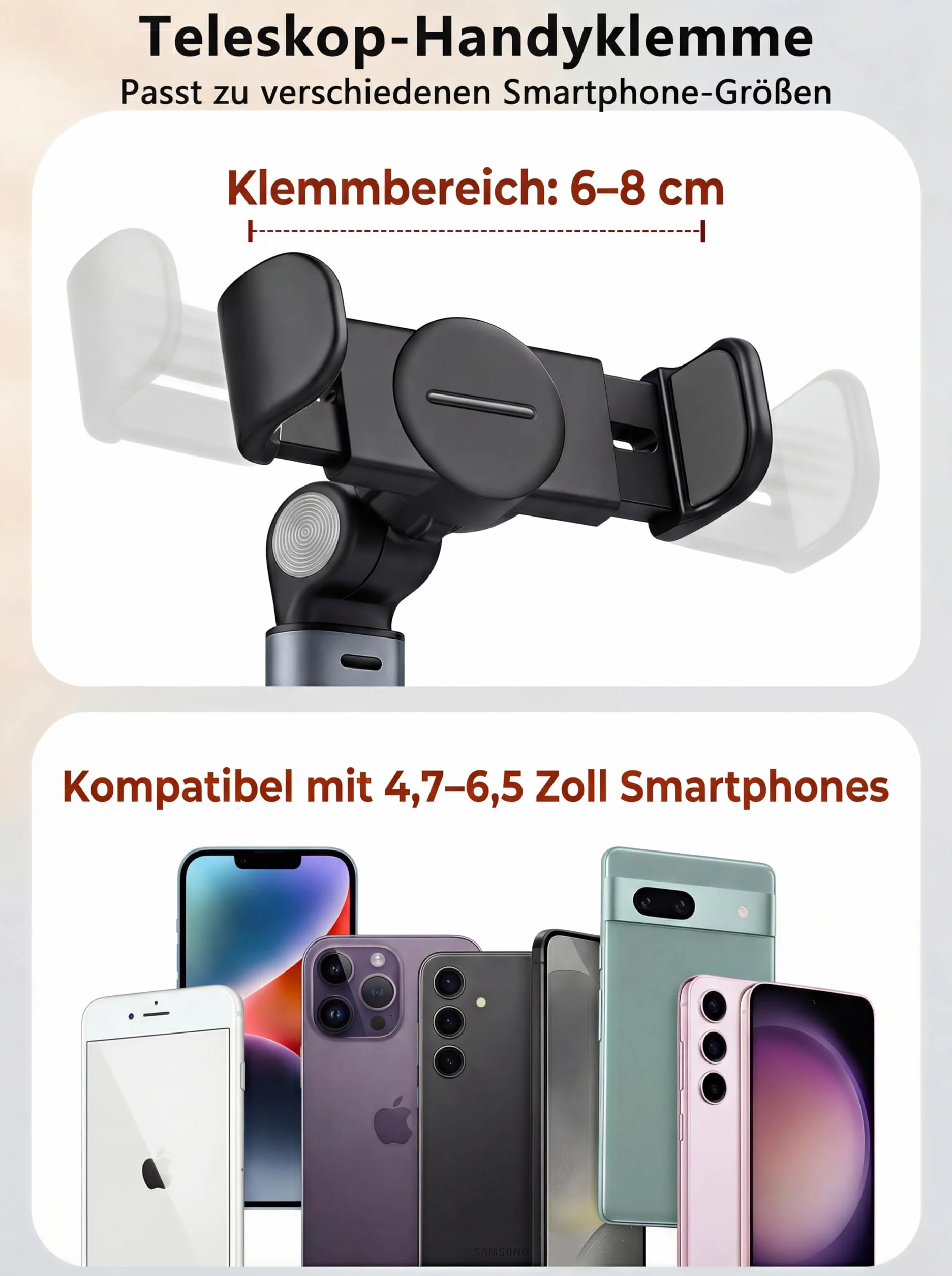 Aluminiowy statyw do telefonu z ramieniem teleskopowym, regulacja wysokości i kąta, do nagrywania wideo i streamingu