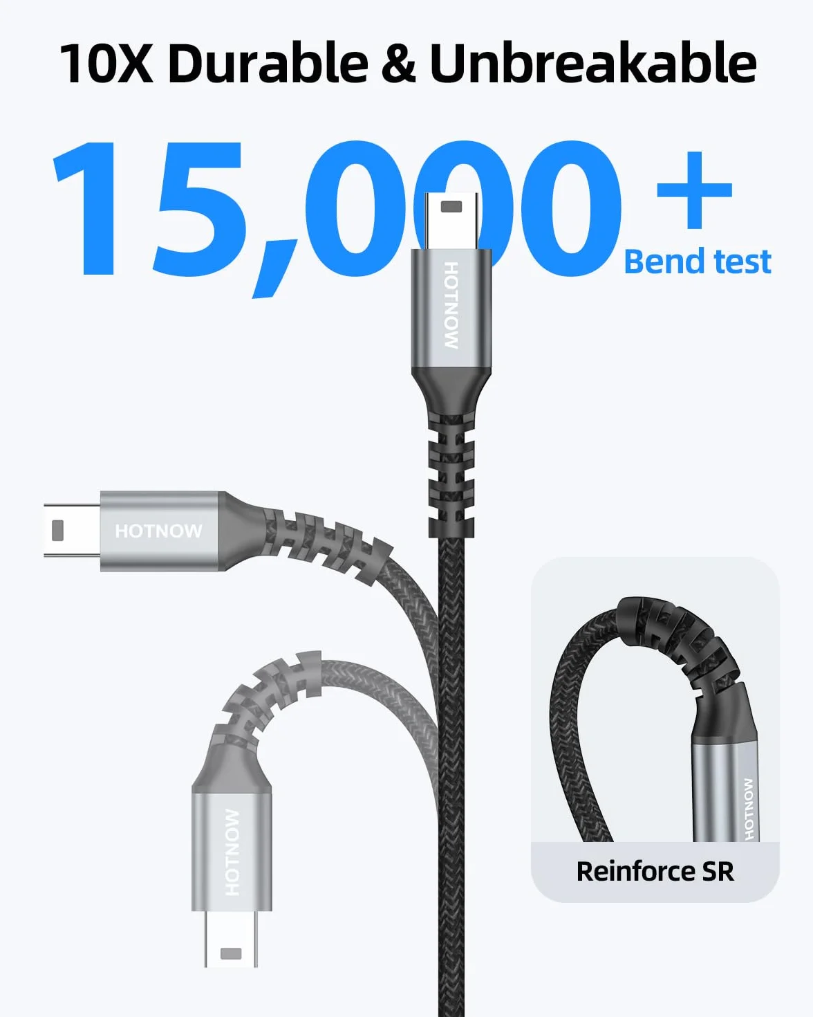 Mini USB Kabel 30cm 2Pack USB 2.0 do Mini USB kompatybilny PS3 MP3 MP4 Dash Cam Garmin Nuvi GPS Blue Yeti GoPro Hero 3+