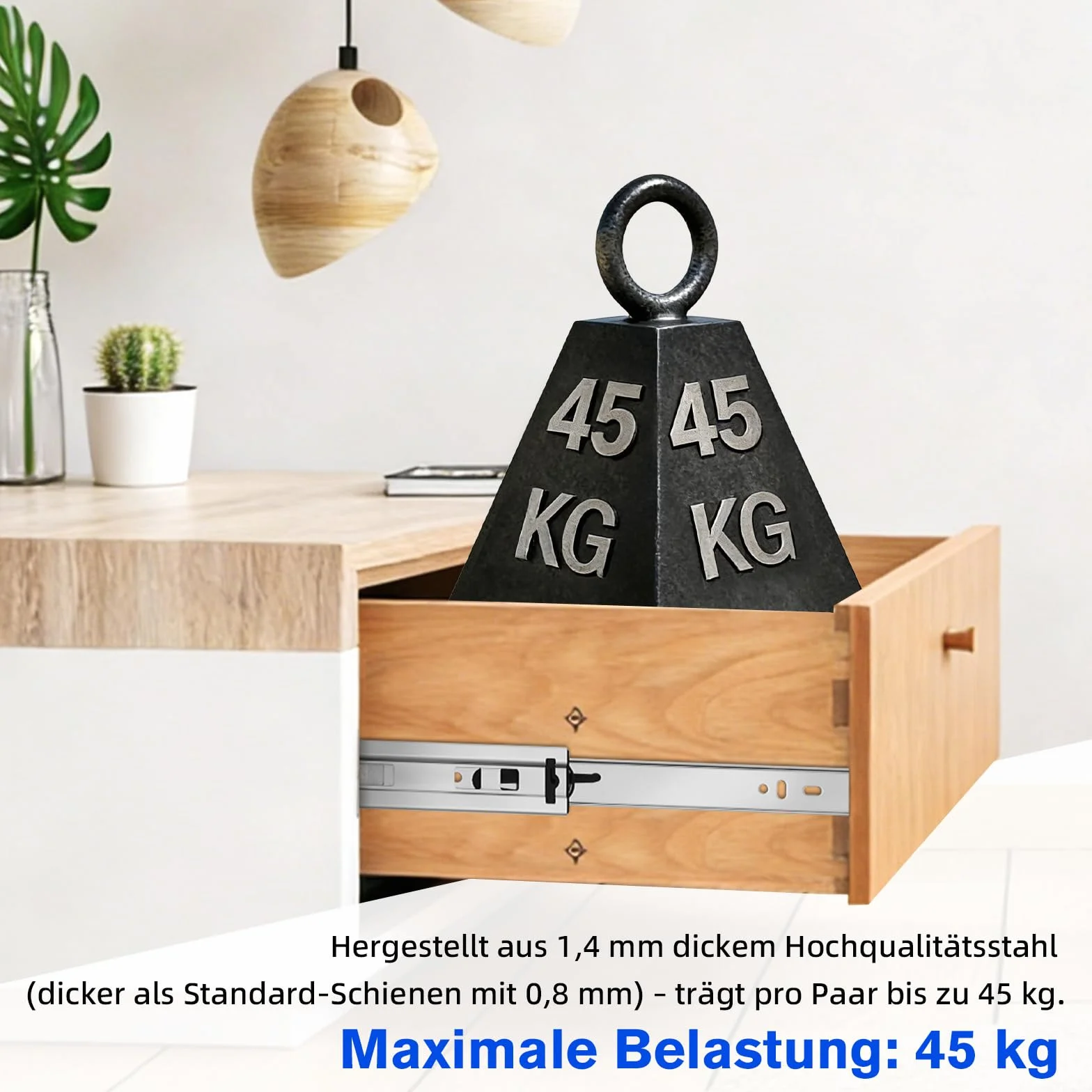 Szyny do szuflad, pełne wysuwanie, 2 sztuki, miękkie zamykanie do szafek kuchennych, szyny wysuwane, wysuwane szuflady drewniane, łatwy montaż, 45 kg, 1 para (Soft Close - 5 par, 300 mm)