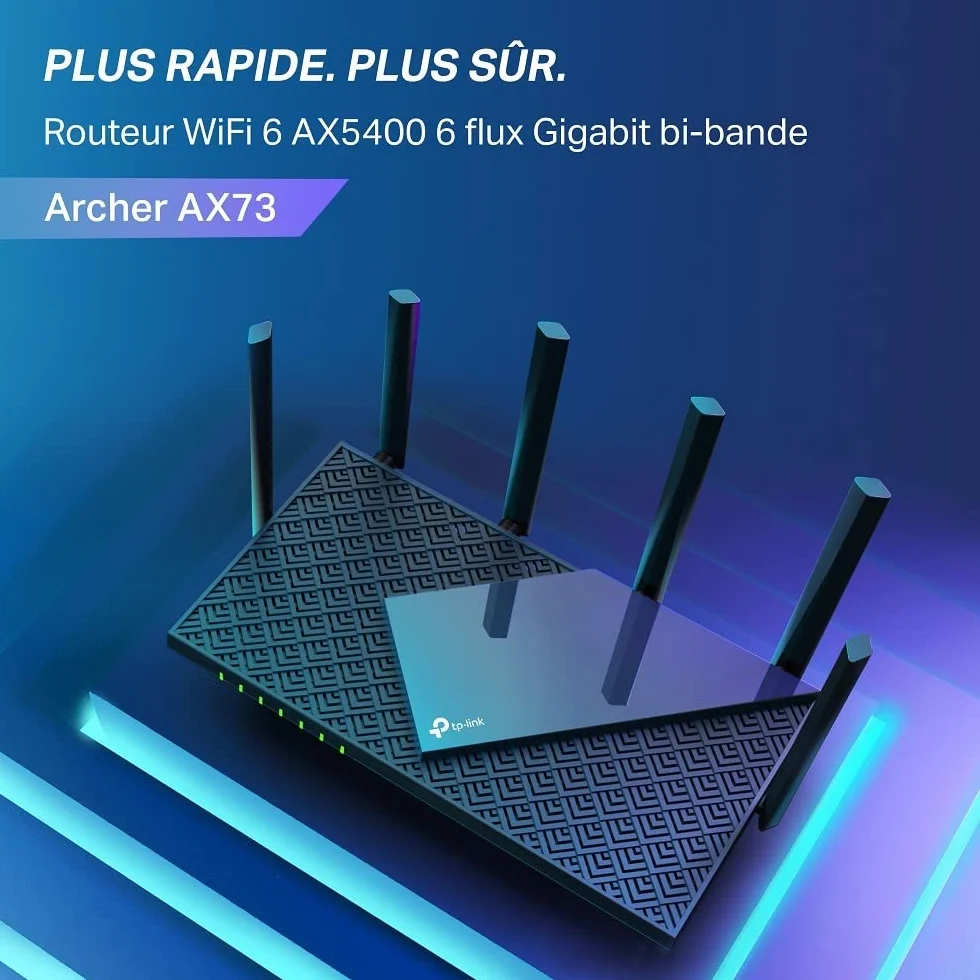 TP-Link Archer AX73 Router WiFi 6 – AX5400 Dwuzakresowy (5 GHz 4804 Mb/s + 2.4 GHz 574 Mb/s), MU-MIMO, OFDMA, 6 Anten, HomeShield, USB 3.0, Porty Gigabitowe