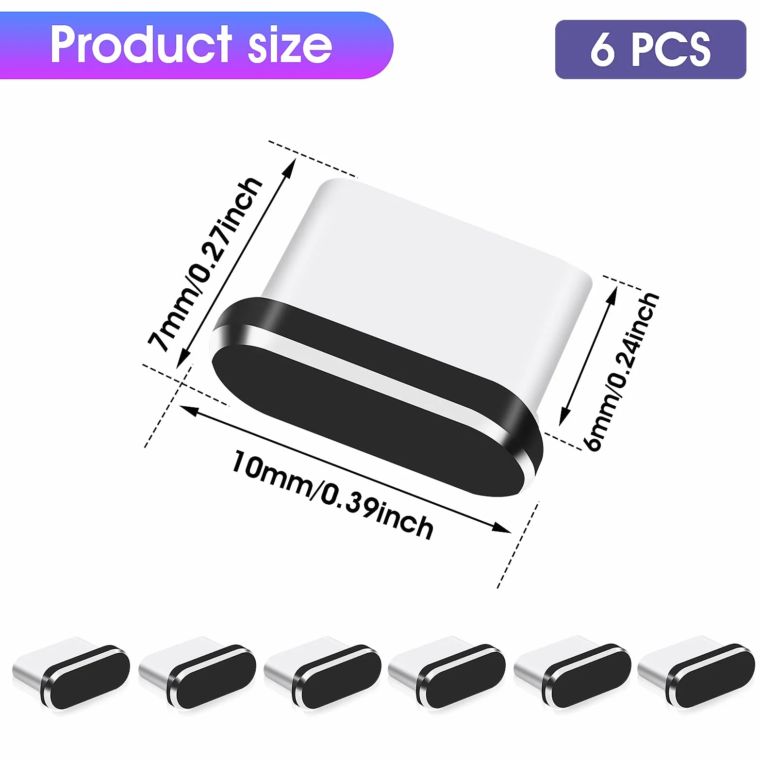 Cobee Zestaw wtyczek przeciwpyłowych USB C 6 szt. metalowy ochronnik