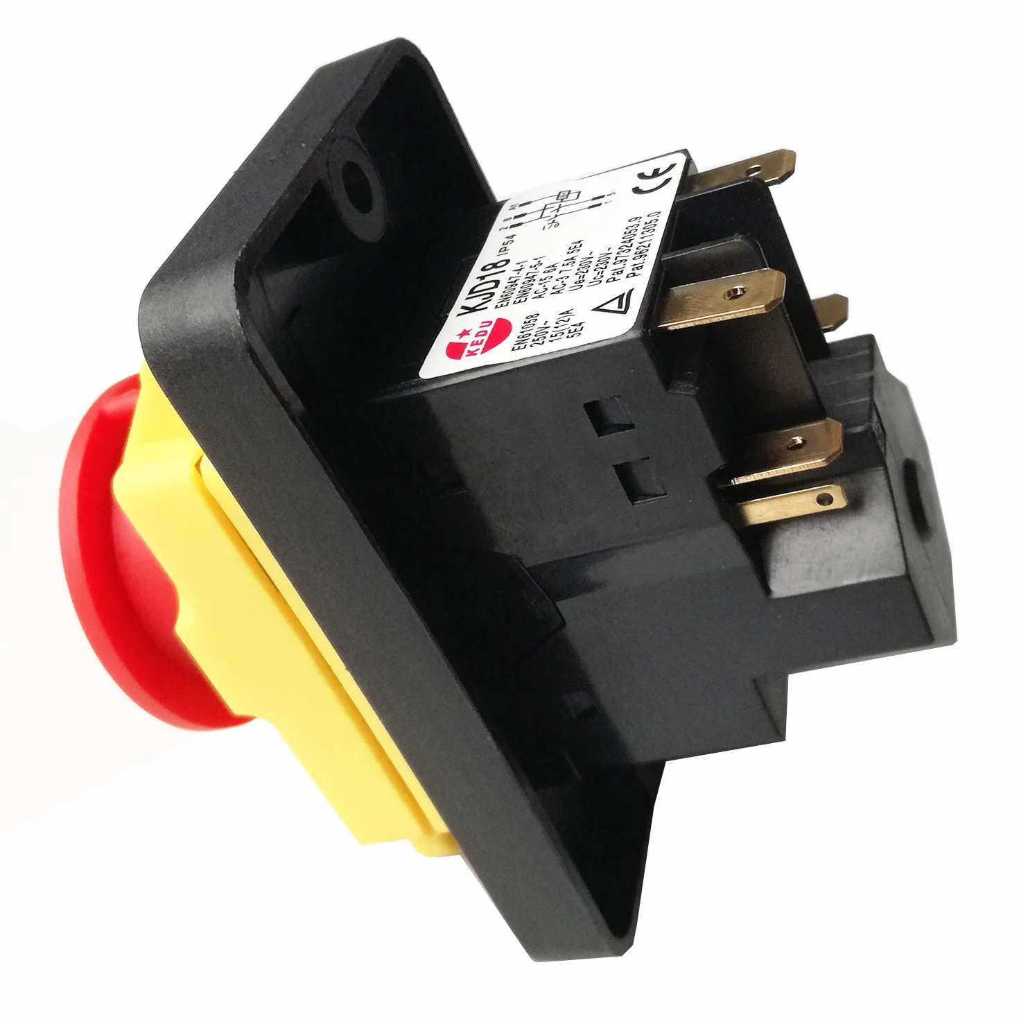 KEDU KJD18 5-pinowy wodoszczelny przełącznik elektromagnetyczny przyciskowy, ochrona pracy, przełącznik przyciskowy, 250 V, 15 (12) A