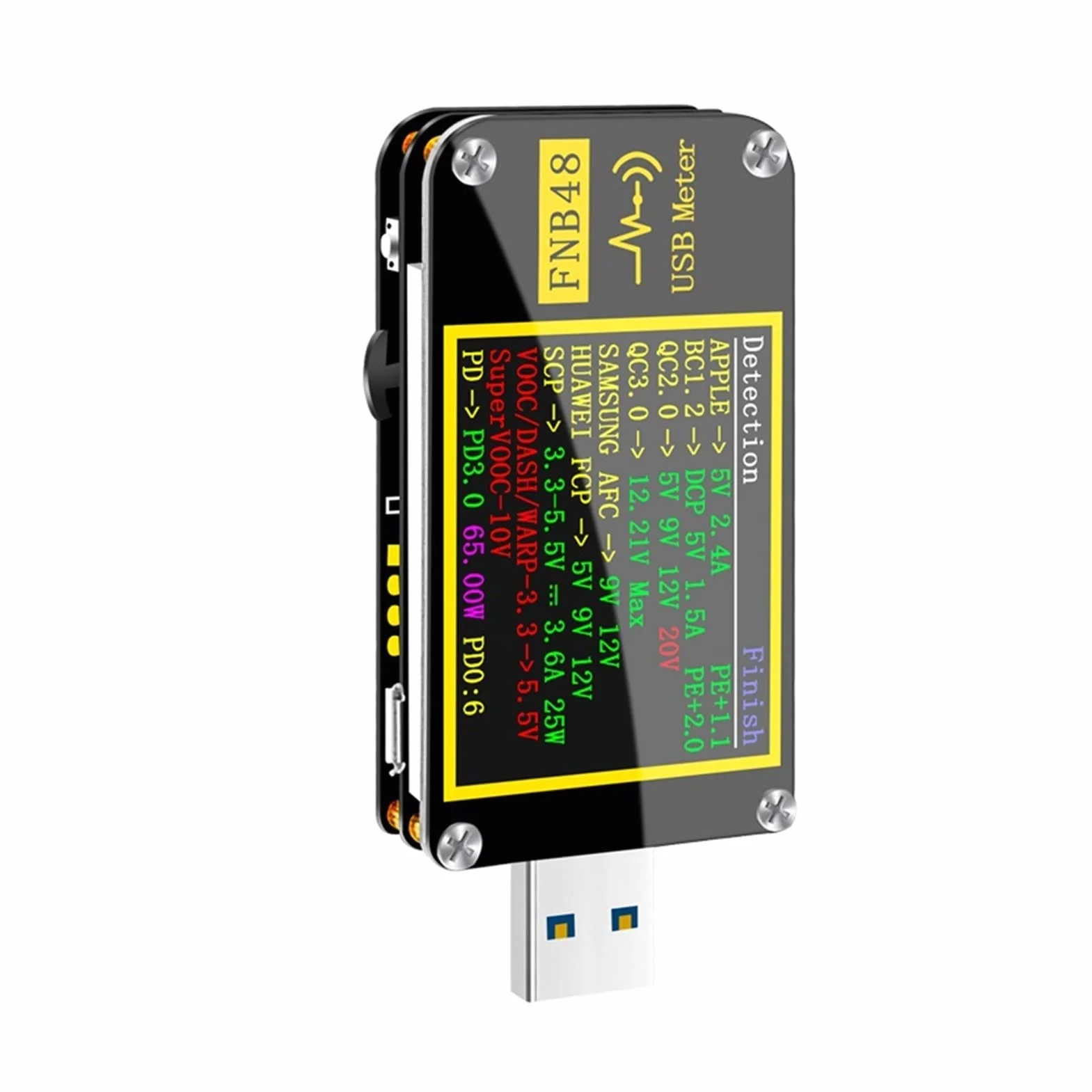 Urządzenie pomiarowe tester USB Usb. próbnik FNB48. AMMETER Napięcie Aktualny woltomierz Qc4 + pd3.0 2.0 pps Szybka ładowanie Protocol Pojemność Miernik testowy