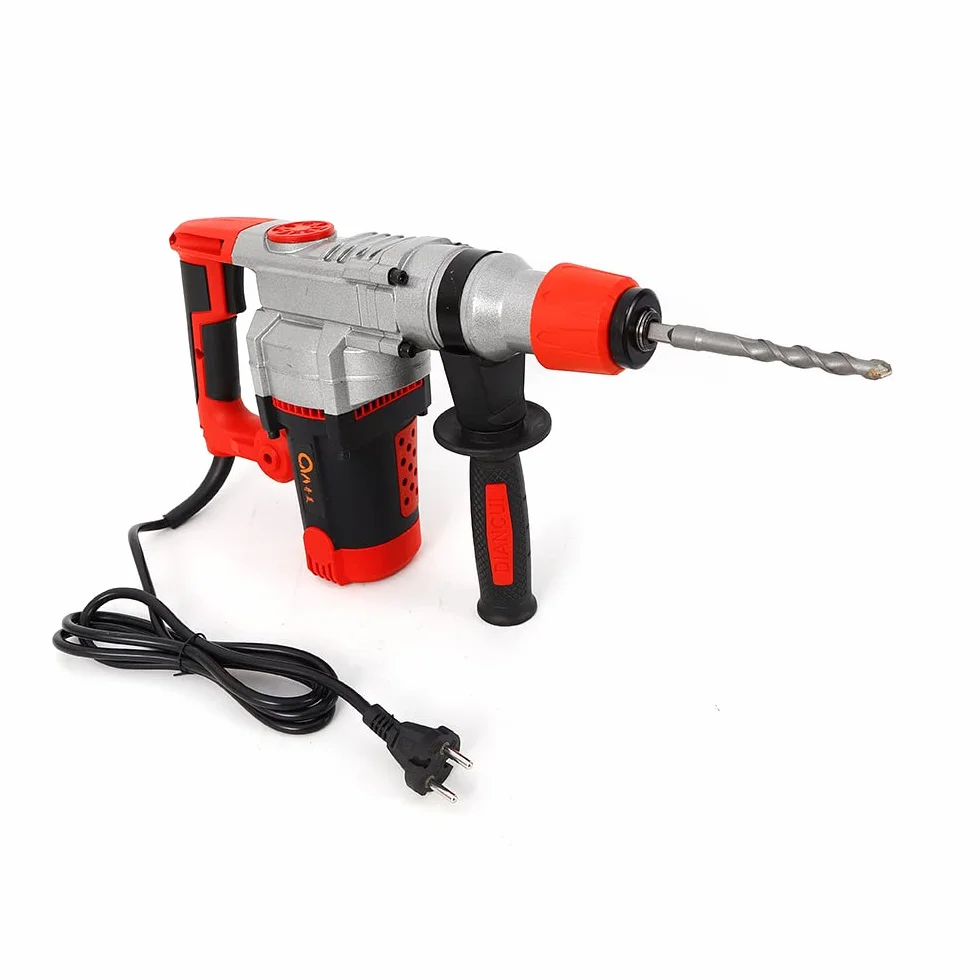 Hammer Drill młot udarowo-obrotowy 2200 W, 0-930 obr./min, 220 V, z 6 koronkami wiertniczymi, jedna para rękawic, 30 cylindrów do dużych obciążeń, do metalu, drewna i betonu