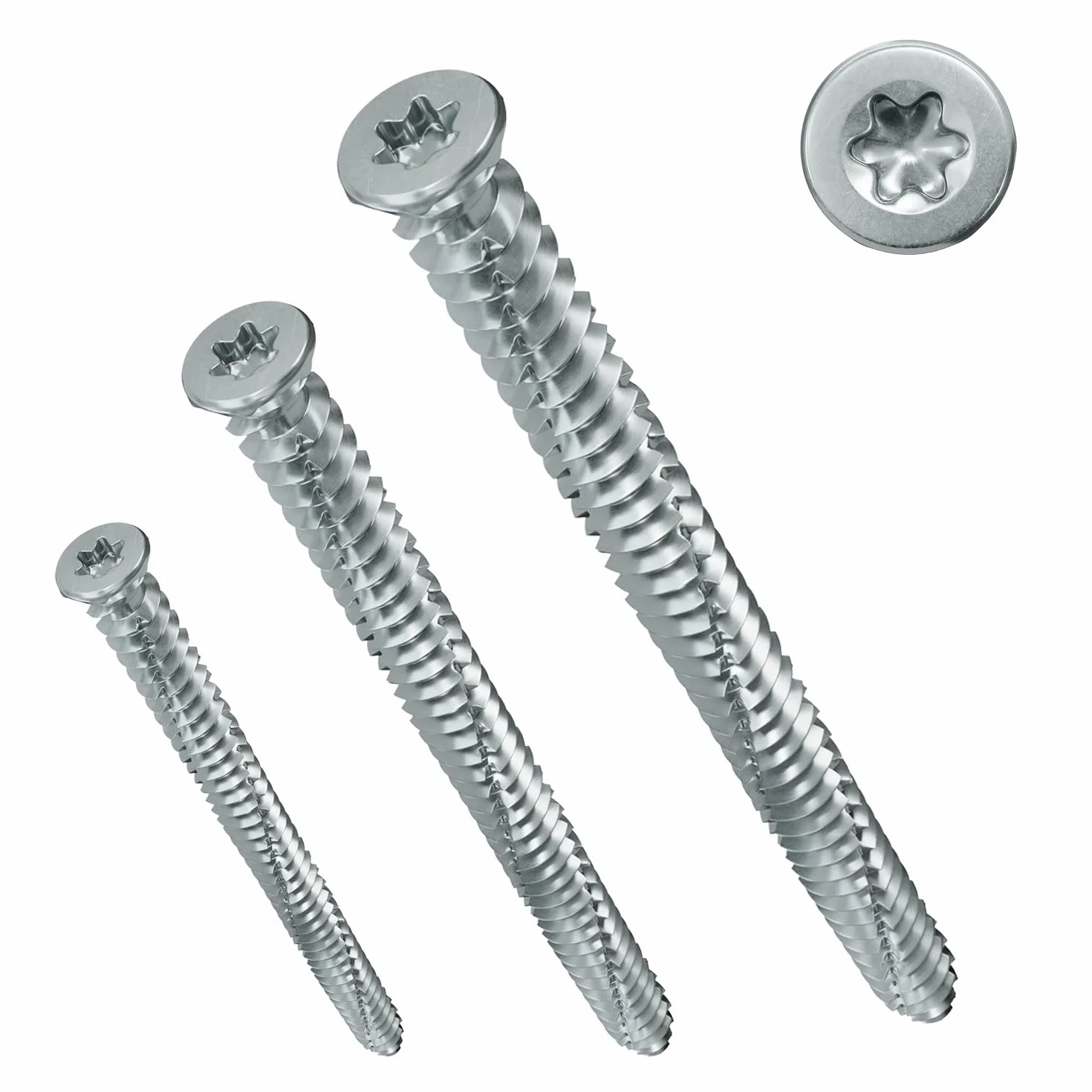 PARCO 604TOP75X42 wkręty do ram okiennych 7,5 x 42 mm, łeb wpuszczany, Torx TX30, 100 sztuk, srebrne
