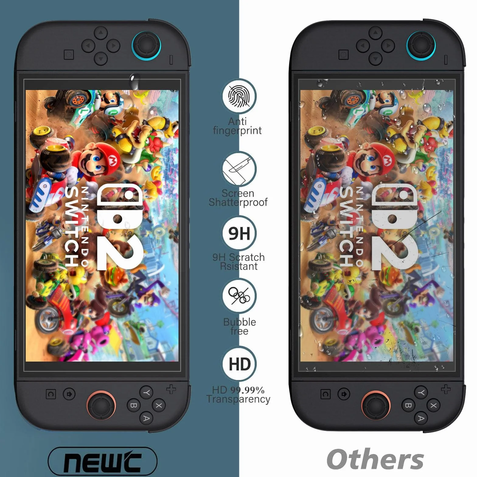 NEW'C Pakiet 3 Szkło Hartowane Kompatybilne z Nintendo Switch 2 Folia Ochronna na Ekran Przyjazne Etui Odporne na Zarysowania