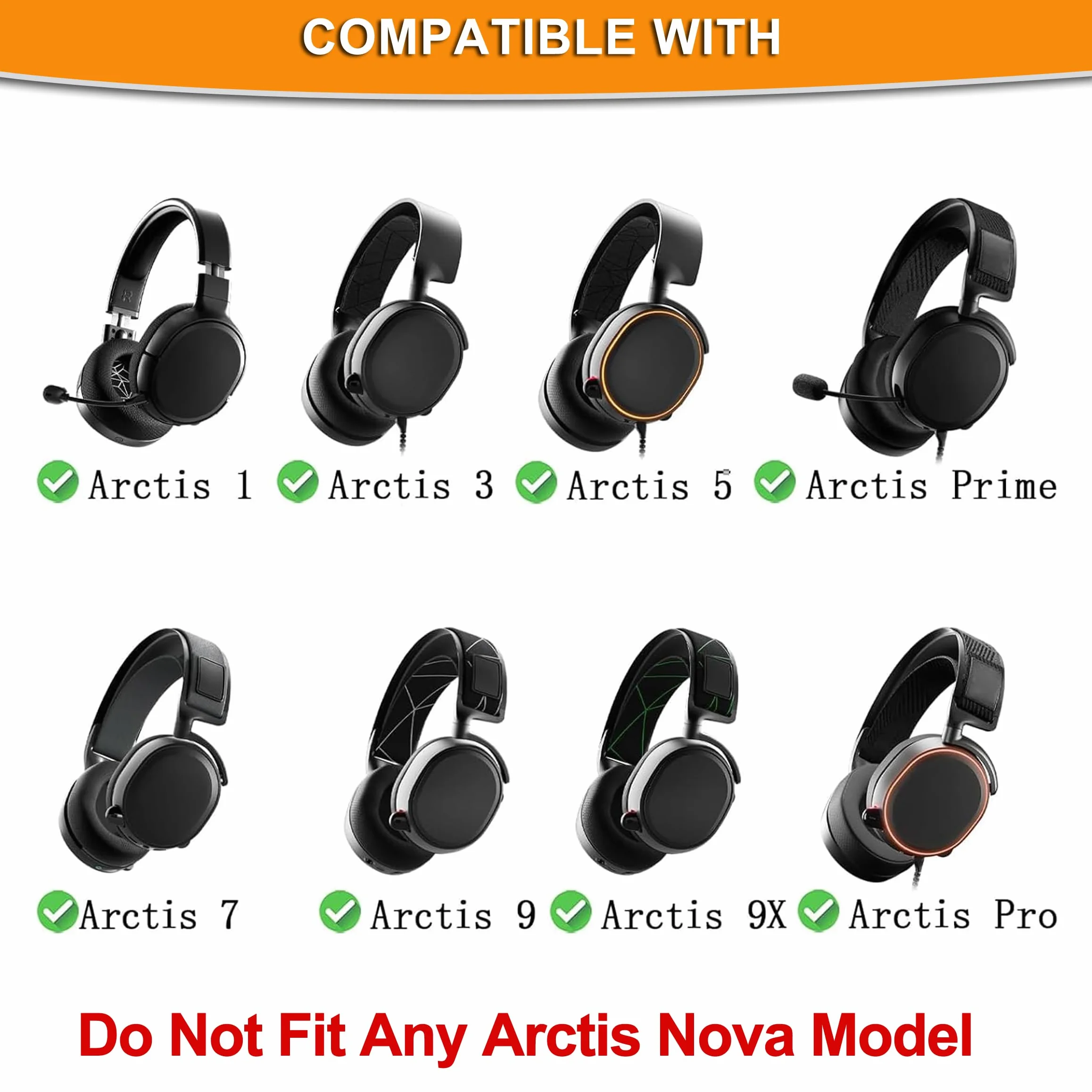 SteelSeries Arctis Wymienne Nauszniki z Czarnej Tkaniny Kompatybilne z Modelami 3/5/7/9/1/Pro Bezprzewodowy Zestaw Słuchawkowy
