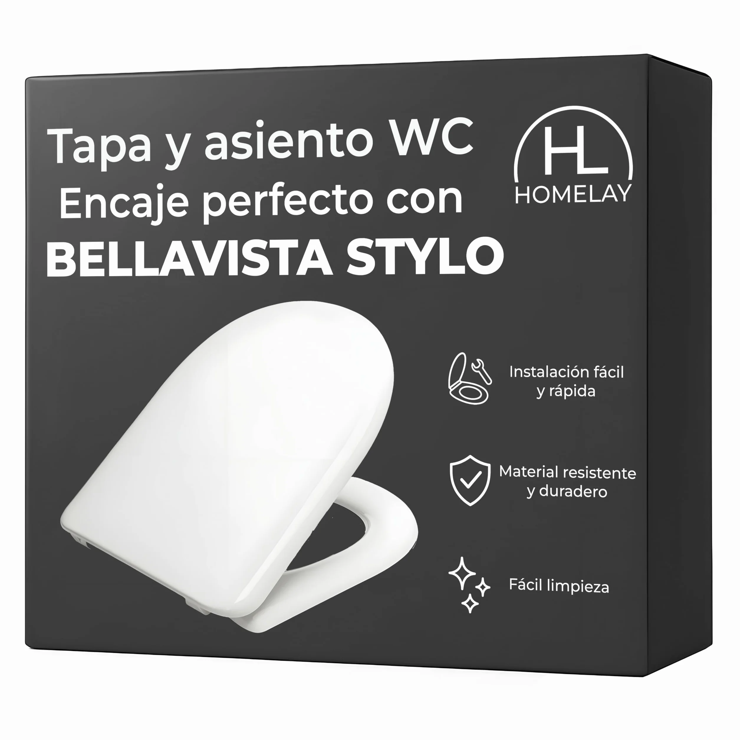 BELLAVISTA STYLO Biała pokrywka toaletowa. Perfekcyjna koronka. Łatwy montaż. Zawias ze stali nierdzewnej - Wysoka wytrzymałość i antybakteryjna Gładkie wykończenie - Błyszczące wykończenie