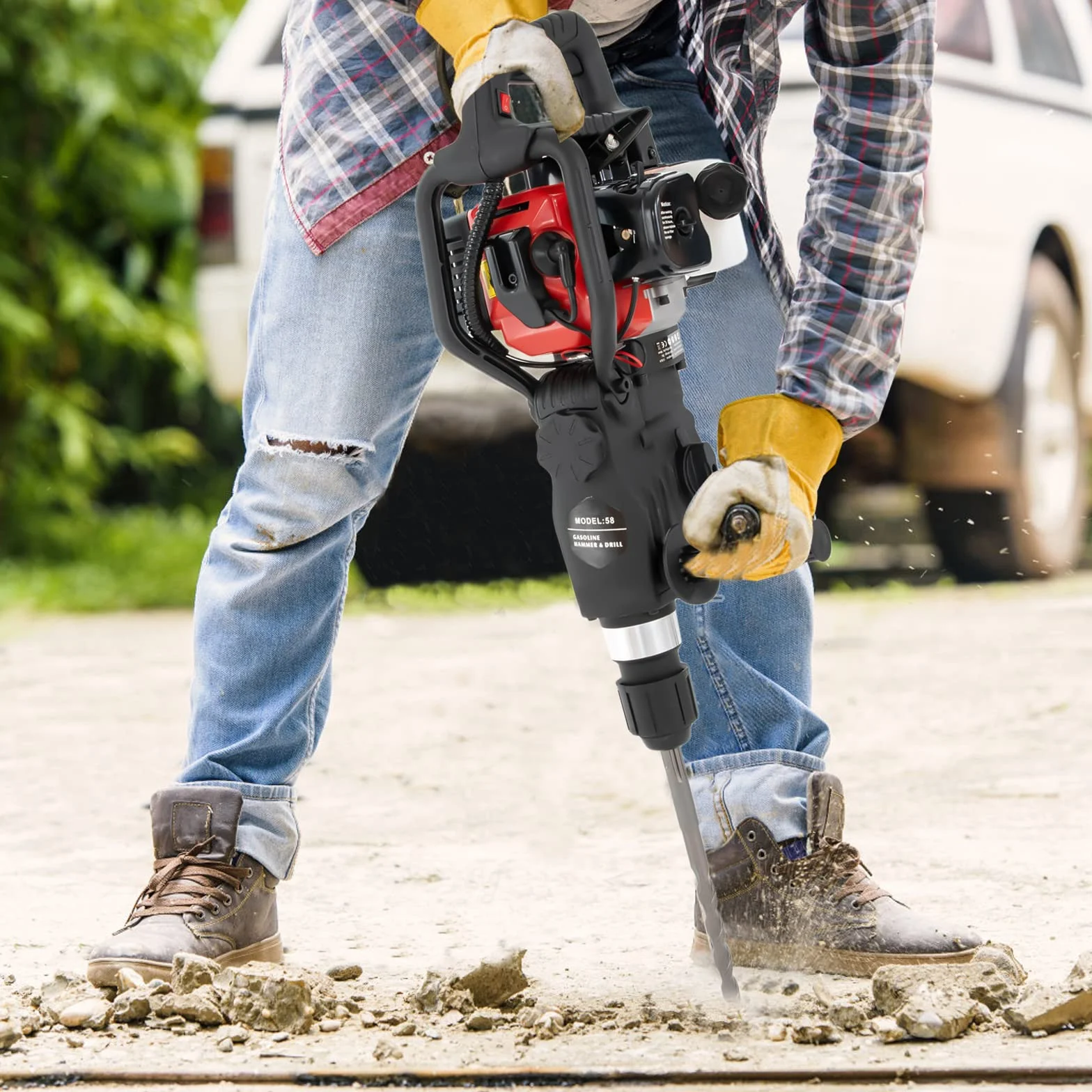 Młot do wyburzania betonu 3 w 1, 1200 W, 30J, młot udarowo-obrotowy do betonu, młot udarowo-obrotowy do betonu z młotkiem, do łupków, betonu itp