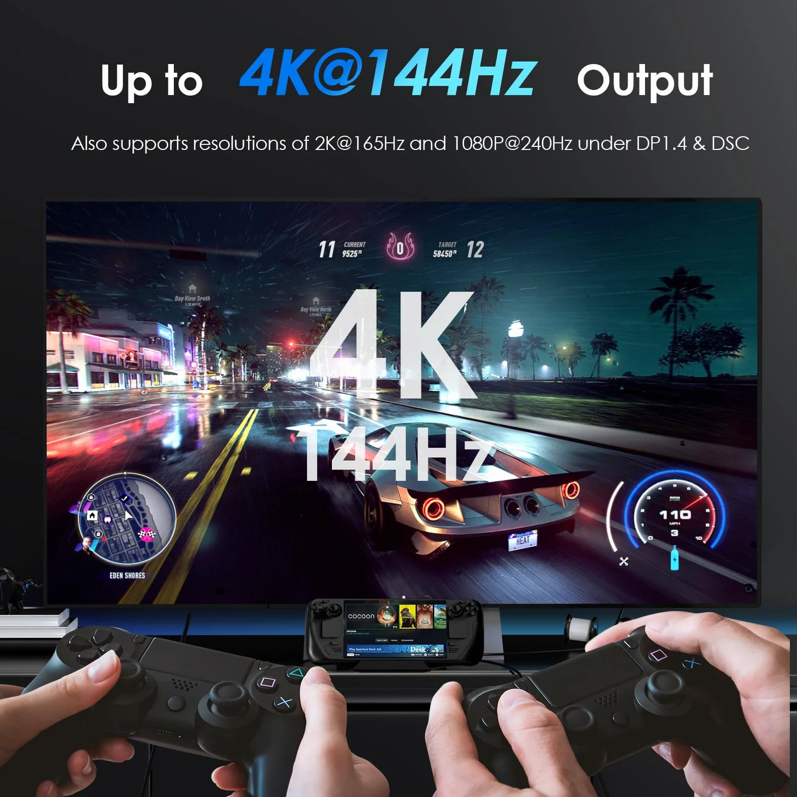 WAVLINK Stacja dokująca 6 w 1 do Steam Deck 4K 144 Hz HDMI 2.1 100 W PD USB 3.2 Gigabit RJ45