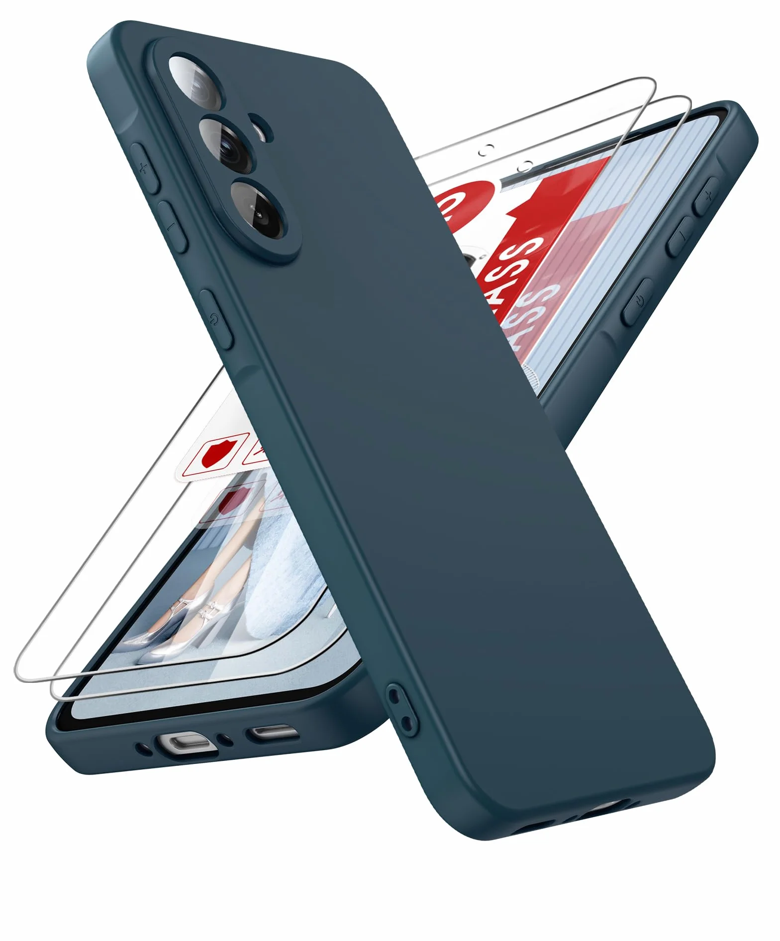 LeYi Etui do Samsung A56 5G 2 sztuki szkła hartowanego, miękki płynny silikonowy futerał ochronny ultra cienki, odporny na wstrząsy futerał z ochroną aparatu do Samsung Galaxy A 56, fioletowy