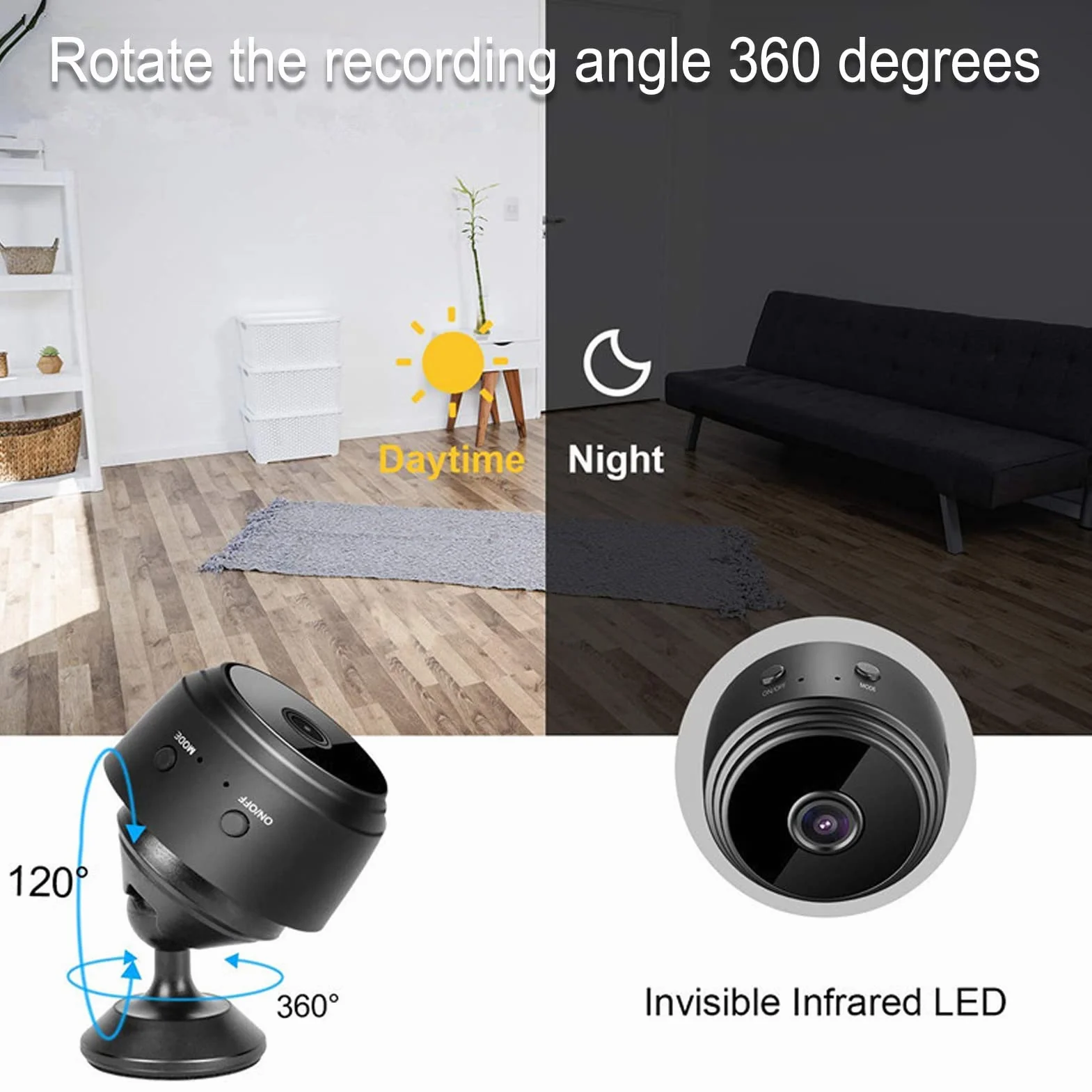 Mini Kamera Bezpieczeństwa WiFi 150° Szerokokątny Noktowizor z Uchwytem Magnetycznym Wykrywanie Ruchu