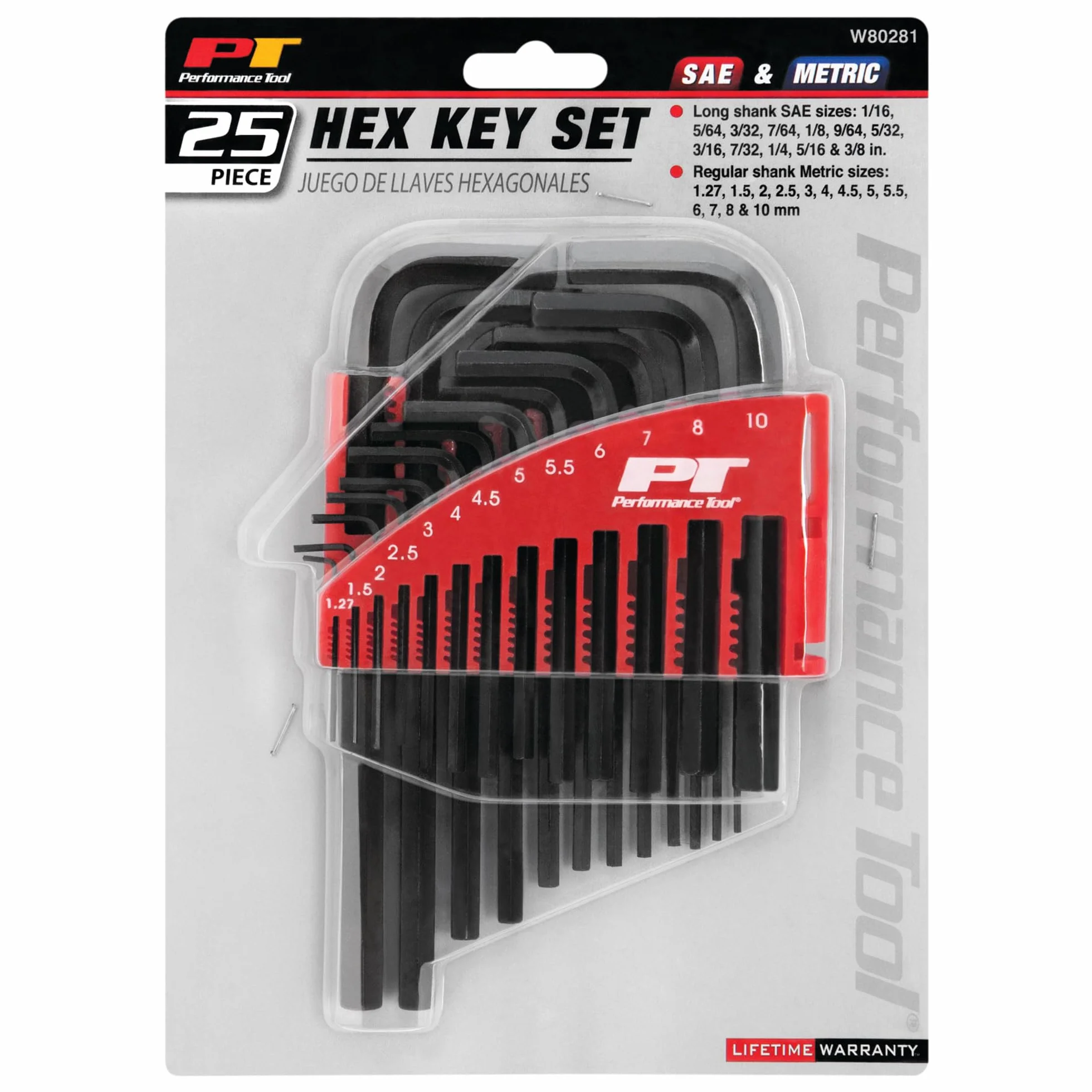PERFORMANCE TOOL W80281 25-częściowy zestaw kluczy sześciokątnych SAE/MET