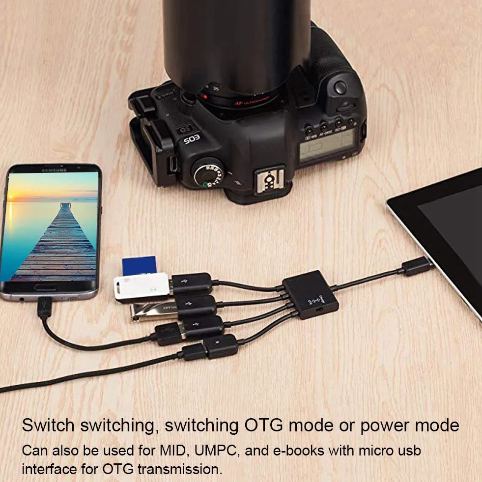Hub micro USB, kabel hosta, czytnik kart, 650 Nm, 5 MW, czerwony, ładowania OTG, adapter konwertera