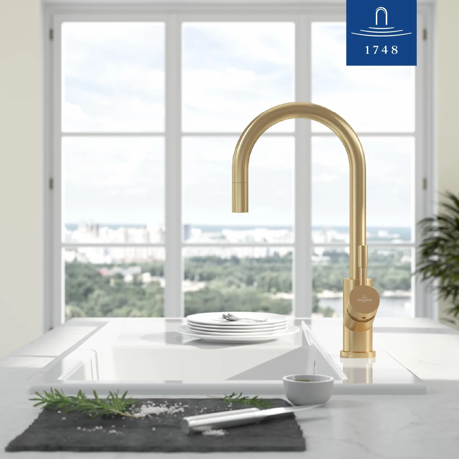 Villeroy & Boch Umbrella Flex Kran Kuchenny, Złoty, 21.5 x 4.5 x 38.9 cm
