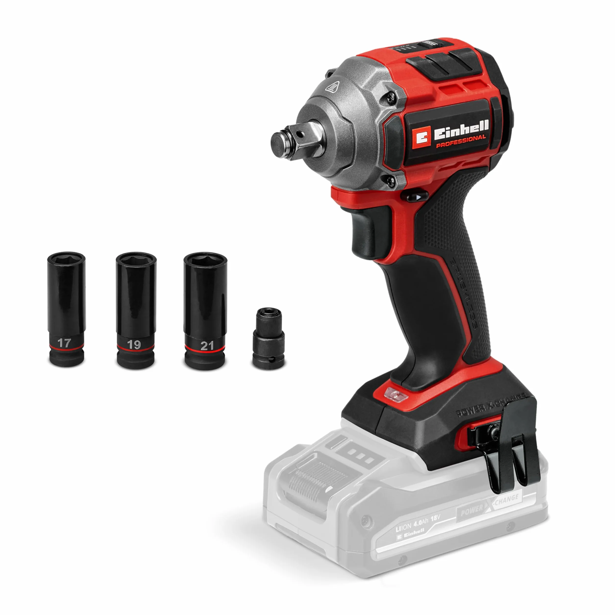 Einhell Profesjonalna wkrętarka udarowa TP-CW 18/260-C Li BL-Solo Power X-Change (18 V, moment obrotowy 260 Nm, moment obrotowy 500 Nm, słowo. bez węgla, uchwyt bitowy 4-stronny, bez baterii)