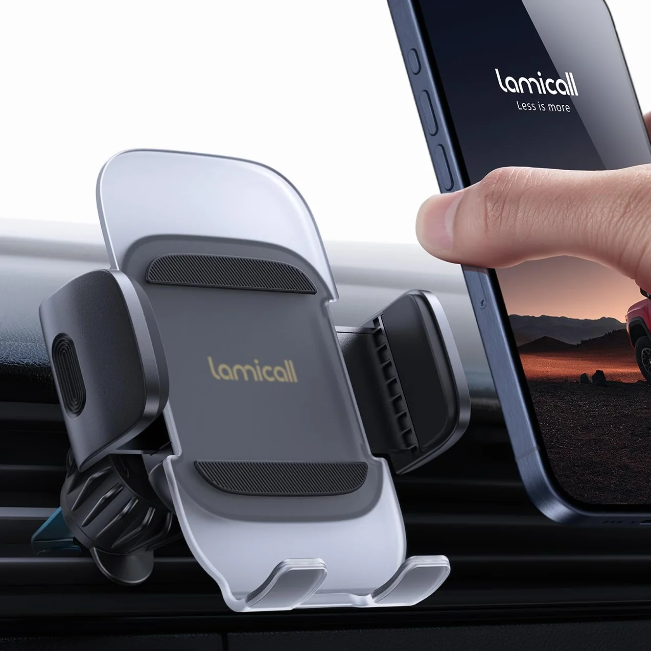 Lamicall Uchwyt samochodowy na telefon z kratką wentylacyjną, metalowy haczyk, szybkie zdejmowanie, iPhone 17 16 15 14 13 12 Huawei