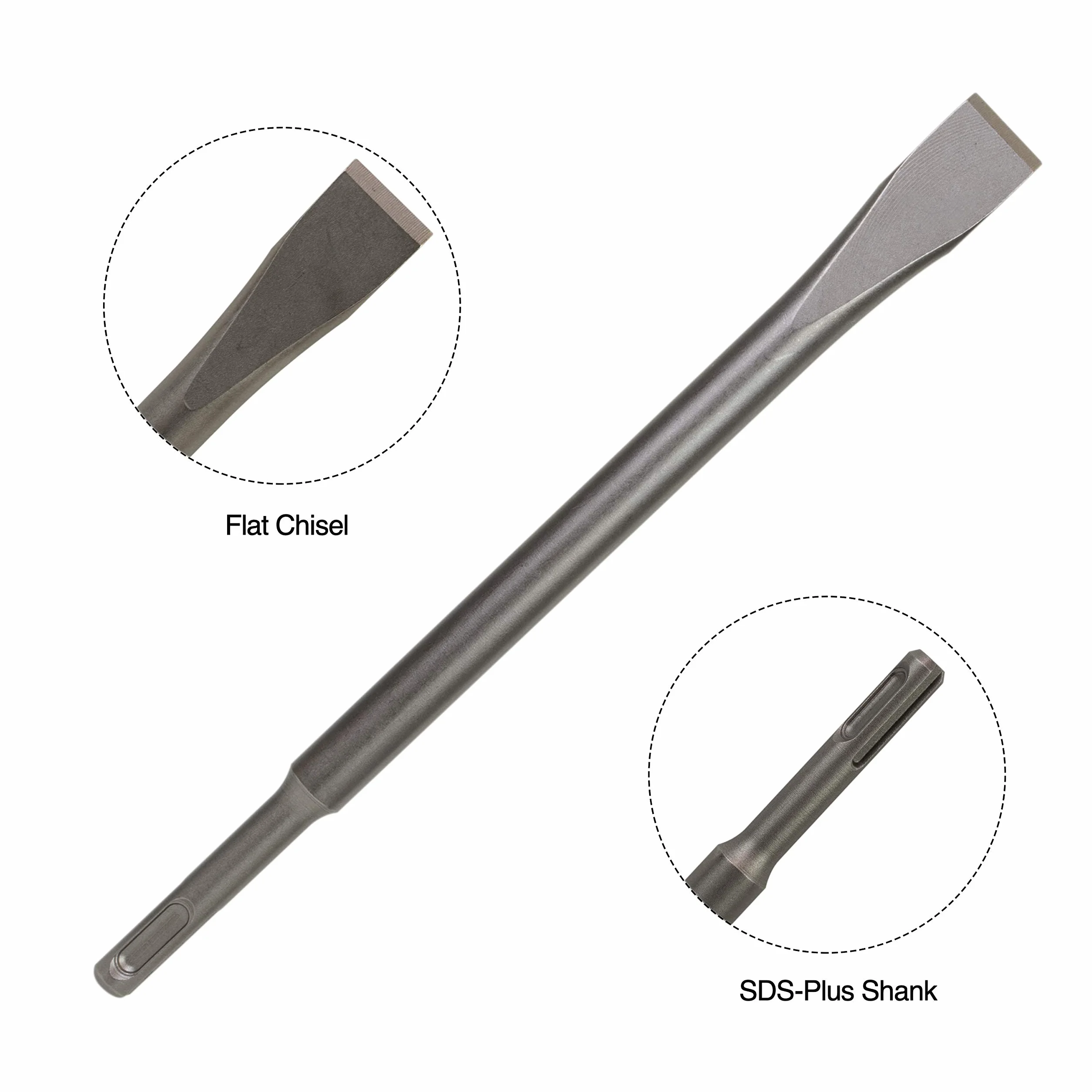 SDS Plus 4-częściowy zestaw dłut, wiertło do skrobania cienkiego 7,6 cm x 25,4 cm, dłuto punktowe, dłuto płaskie, szerokie dłuto - dłuto SDS do wiertarek udarowych - usuwanie płytek
