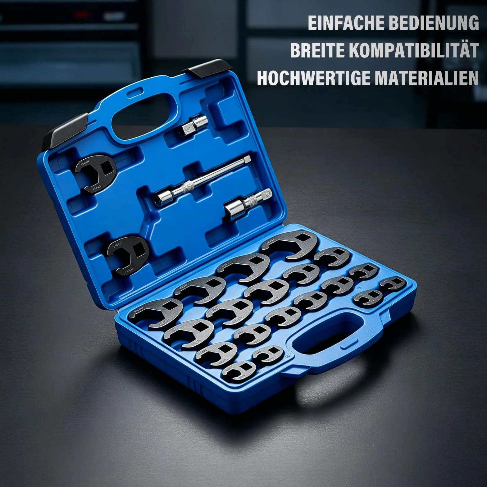 Zestaw 24-częściowy klucz do koguta, 1/2" 3/8" napęd czworokątny | metryczny 8-32 mm, przedłużenie, uchwyt przegubowy, klucz płaski z pudełkiem do przechowywania, klucz nasadowy moment obrotowy