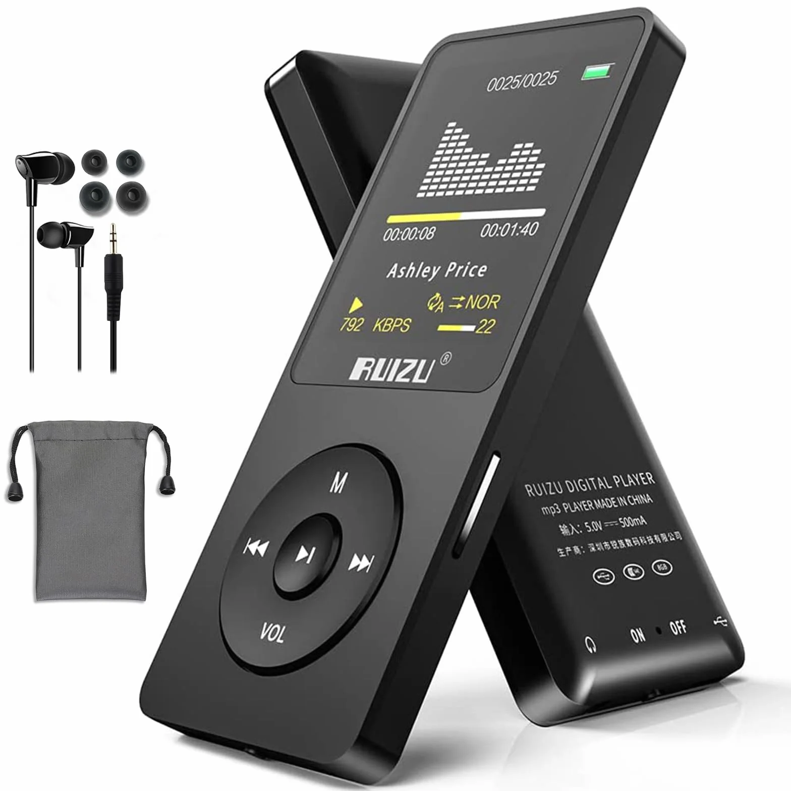 Odtwarzacz MP3 64 GB Bluetooth 5.3 ultralekki 30g bateria 80h ekran 1,8 cala obsługa TF 128 GB
