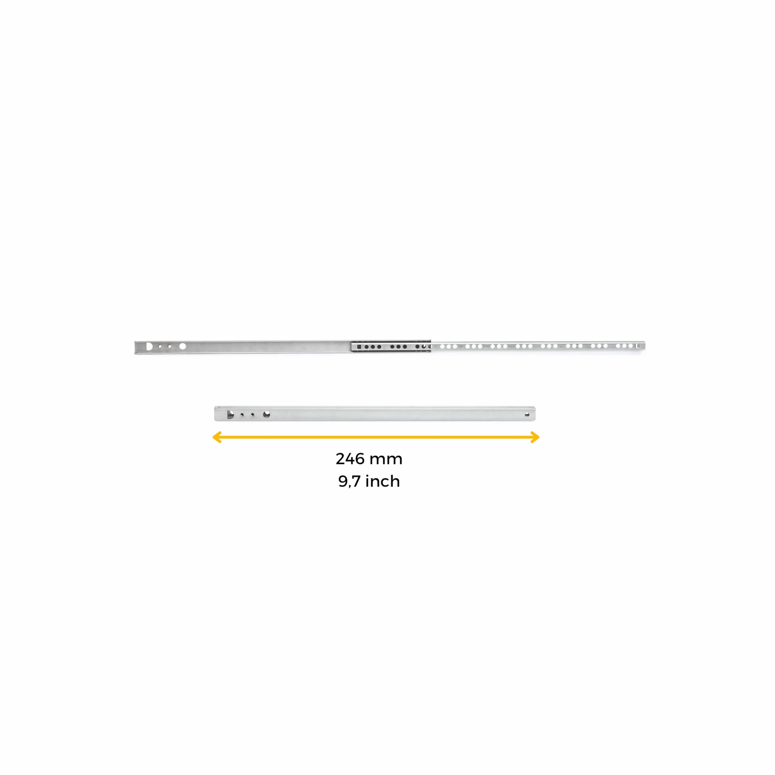 Emuca Prowadnice boczne do szuflad z łożyskiem kulkowym 17mm x 246mm, Częściowy wysuw, Zestaw 5 par