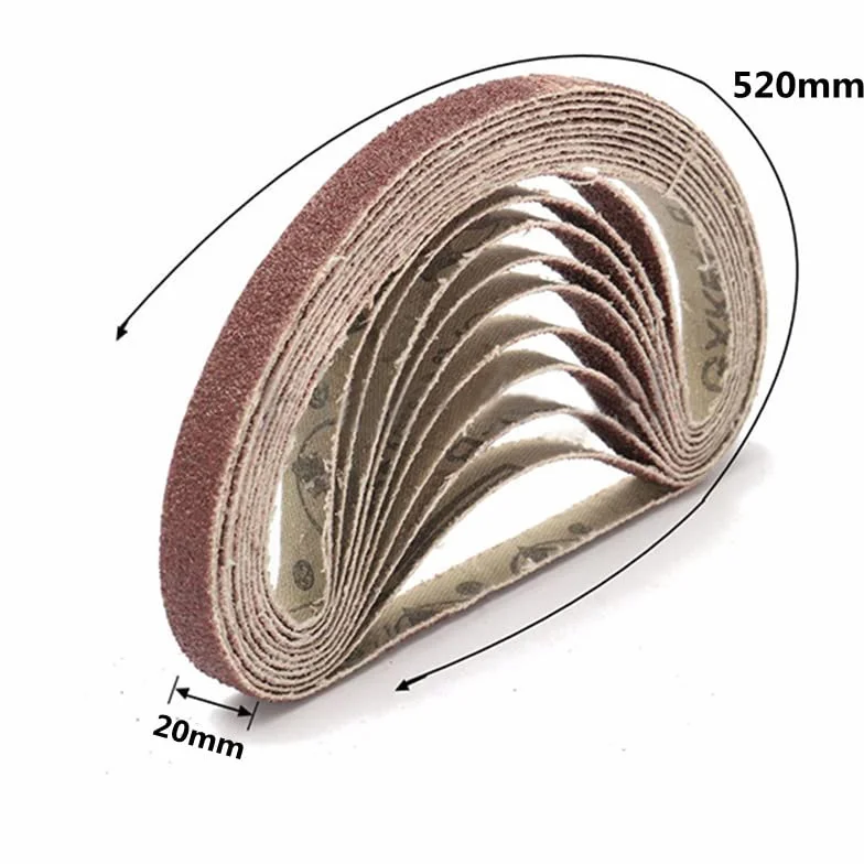 10 szt. 20 * 520 mm taśma ścierna papier ścierny taśmy ścierne 60-800 gradacji do szlifierki narzędzia drewno metal polerowanie(10pcs P120)