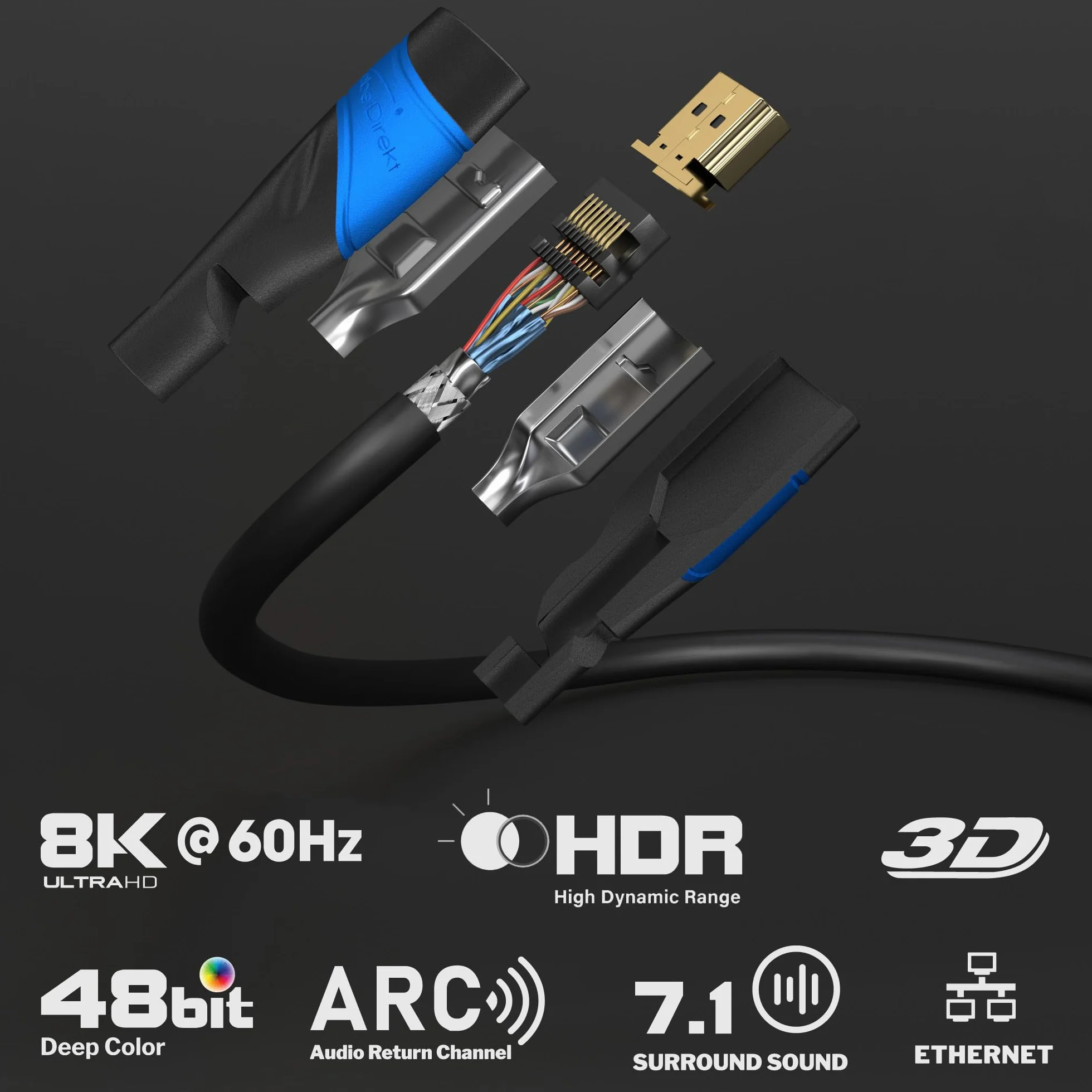 KabelDirekt Kabel HDMI 8K 6m Obsługuje 10K 8K 60Hz 4K 120Hz do TV PC PS5 Xbox Switch