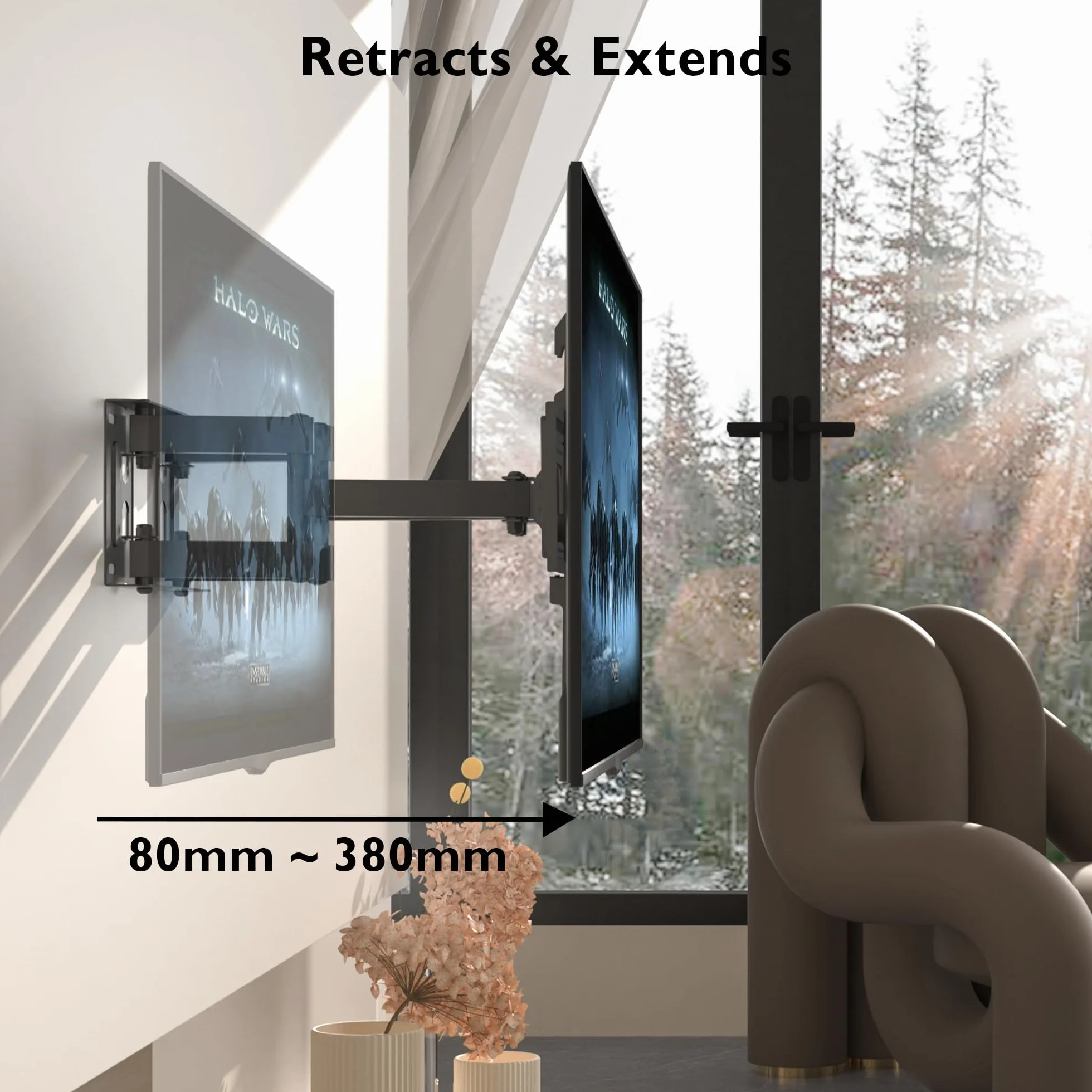 BONTEC Uchwyt Ścienny do Telewizora 23–70'' LED LCD OLED, Full Motion, VESA 400x400, 45 kg